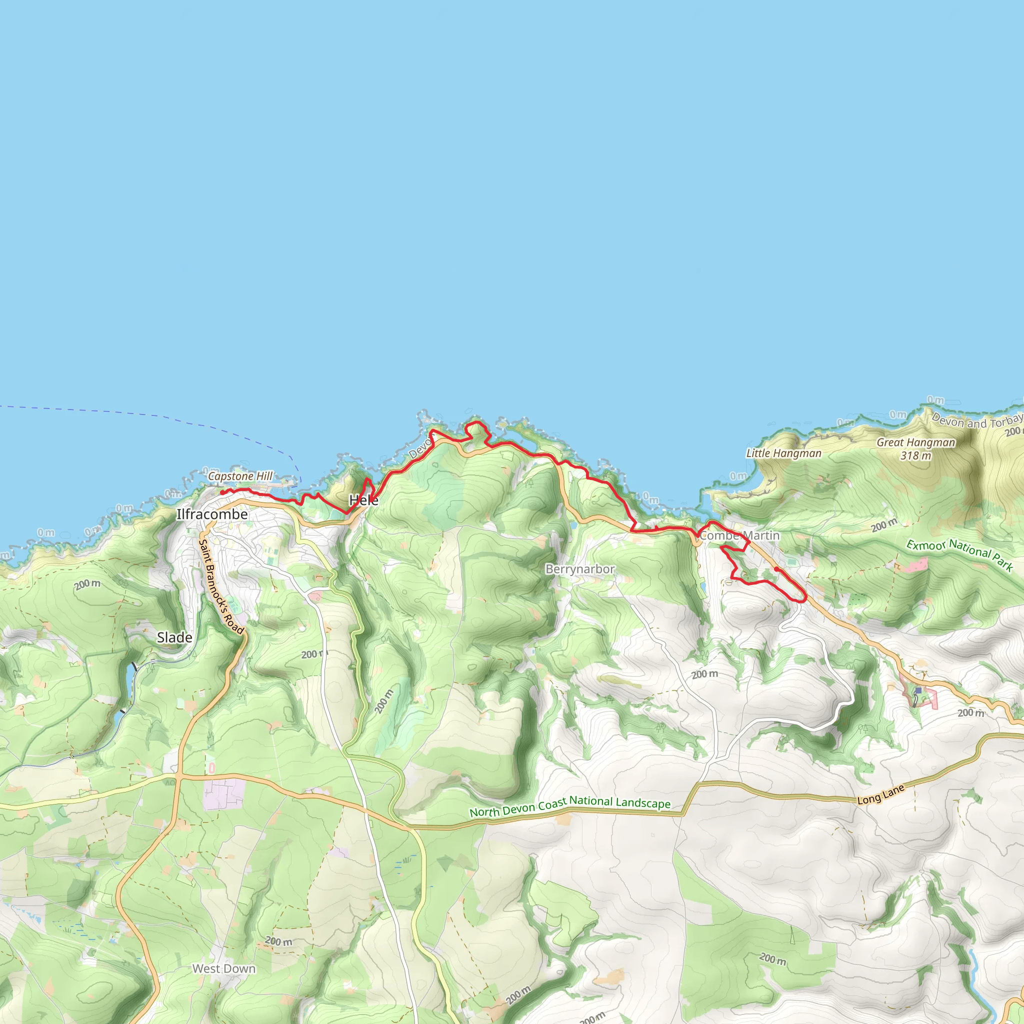 Combe Martin to Ilfracombe Walk mobile static map