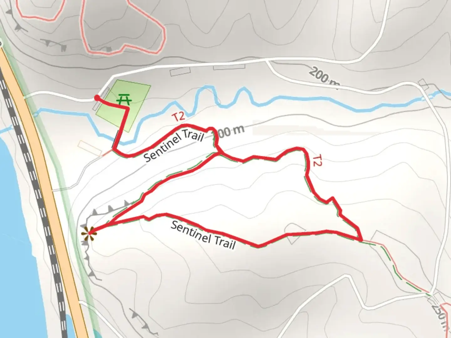 An image depicting the trail Sentinel Loop Trail and its surrounding area.