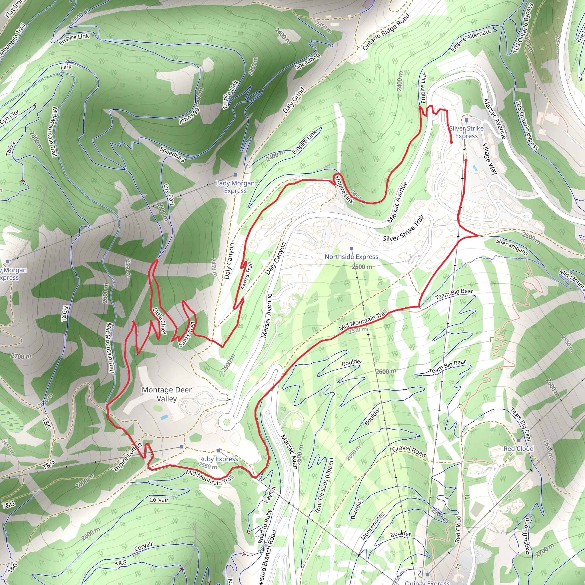 Sam's Trail and Mid Mountain Trail mobile static map