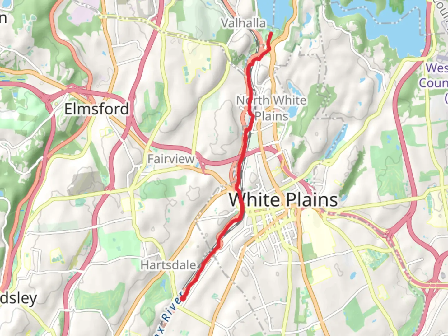 An image depicting the trail Along Bronx River from Hartsdale and its surrounding area.