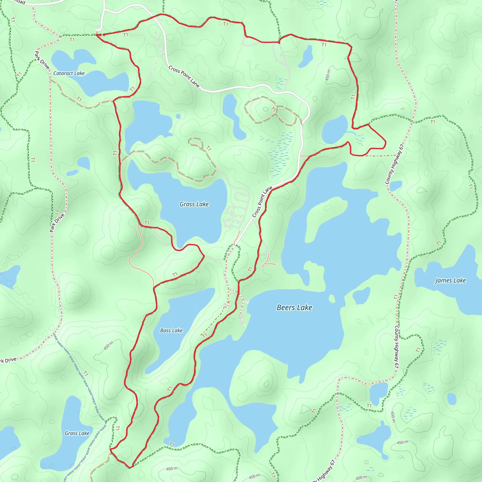 Bass Lake and Grass Lake Loop mobile static map