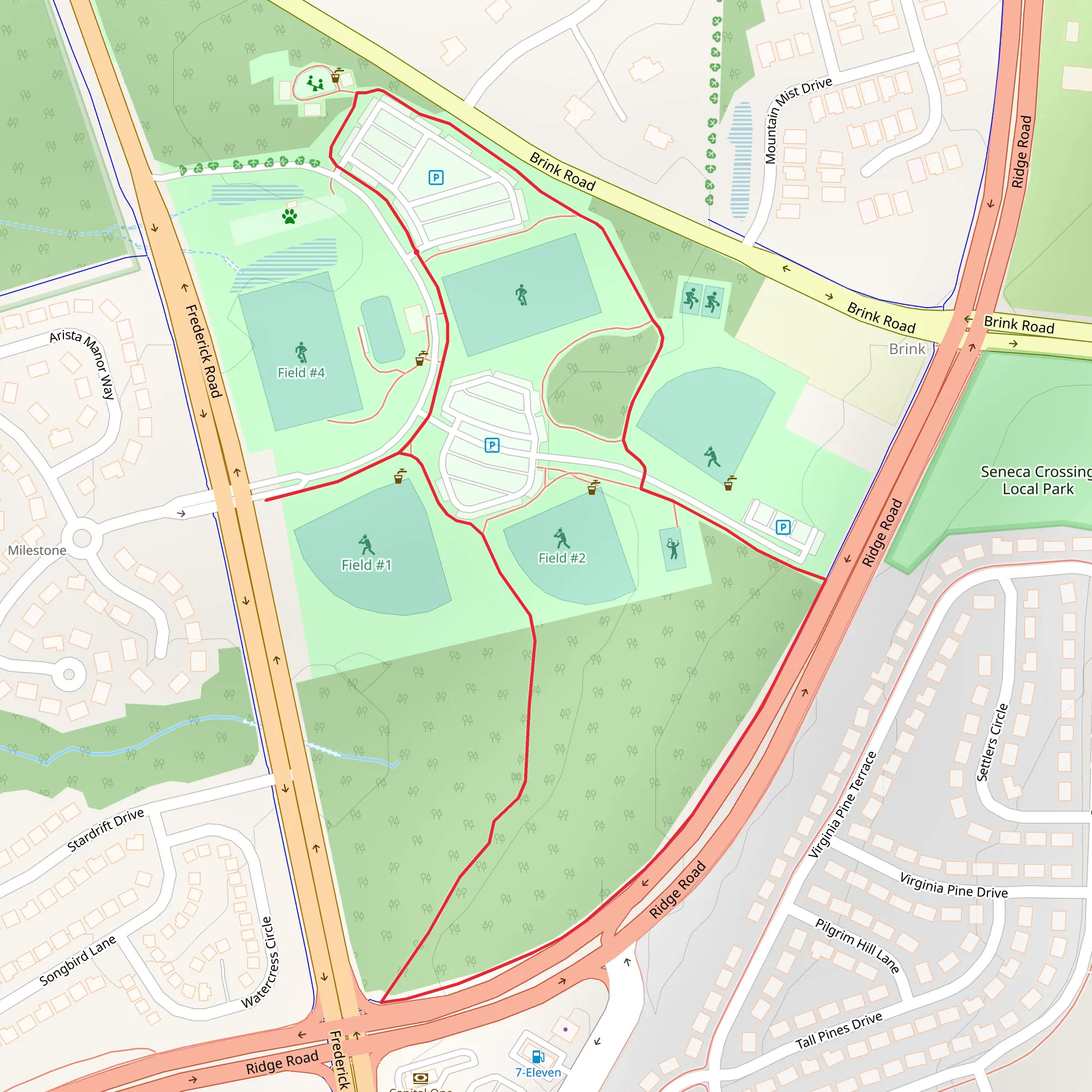 Ridge Road Recreational Park Loop mobile static map