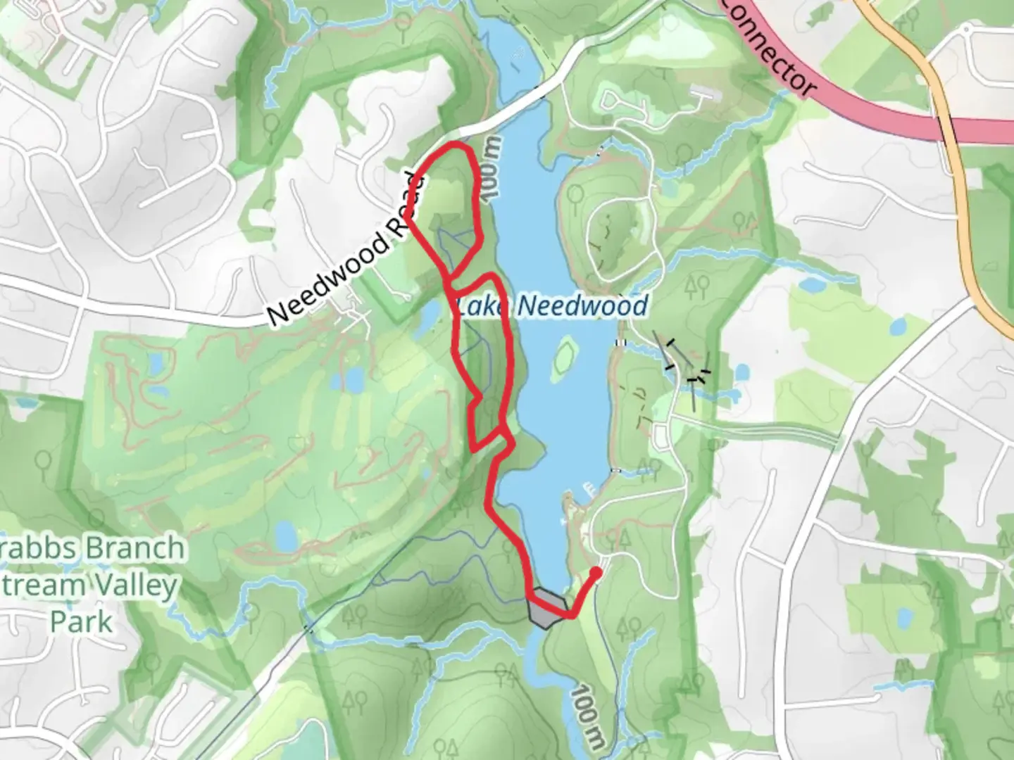 An image depicting the trail Needwood Lake - Blue Heron - Westside Loop Trail and its surrounding area.