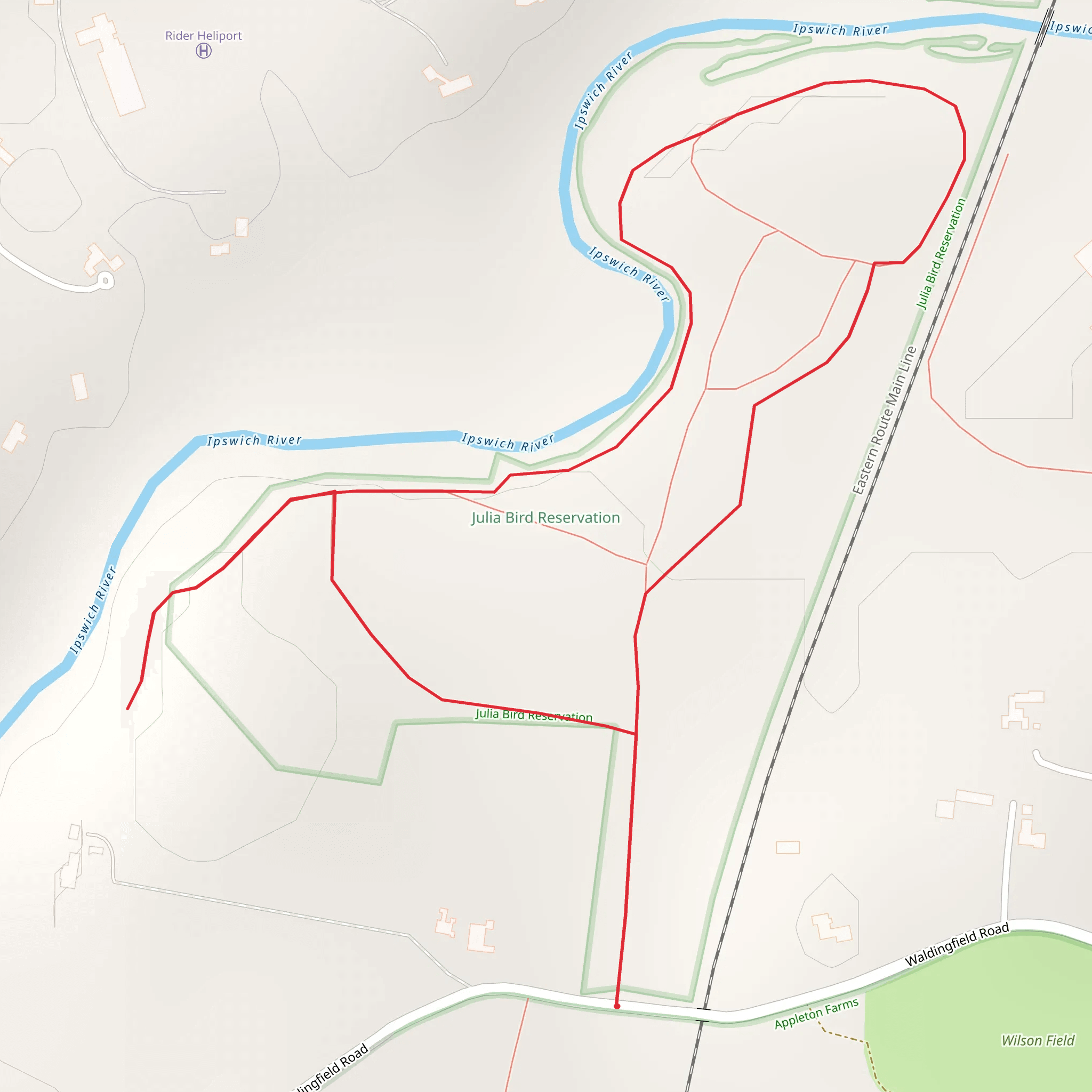 Ipswich River Loop via Waldingfield Road mobile static map