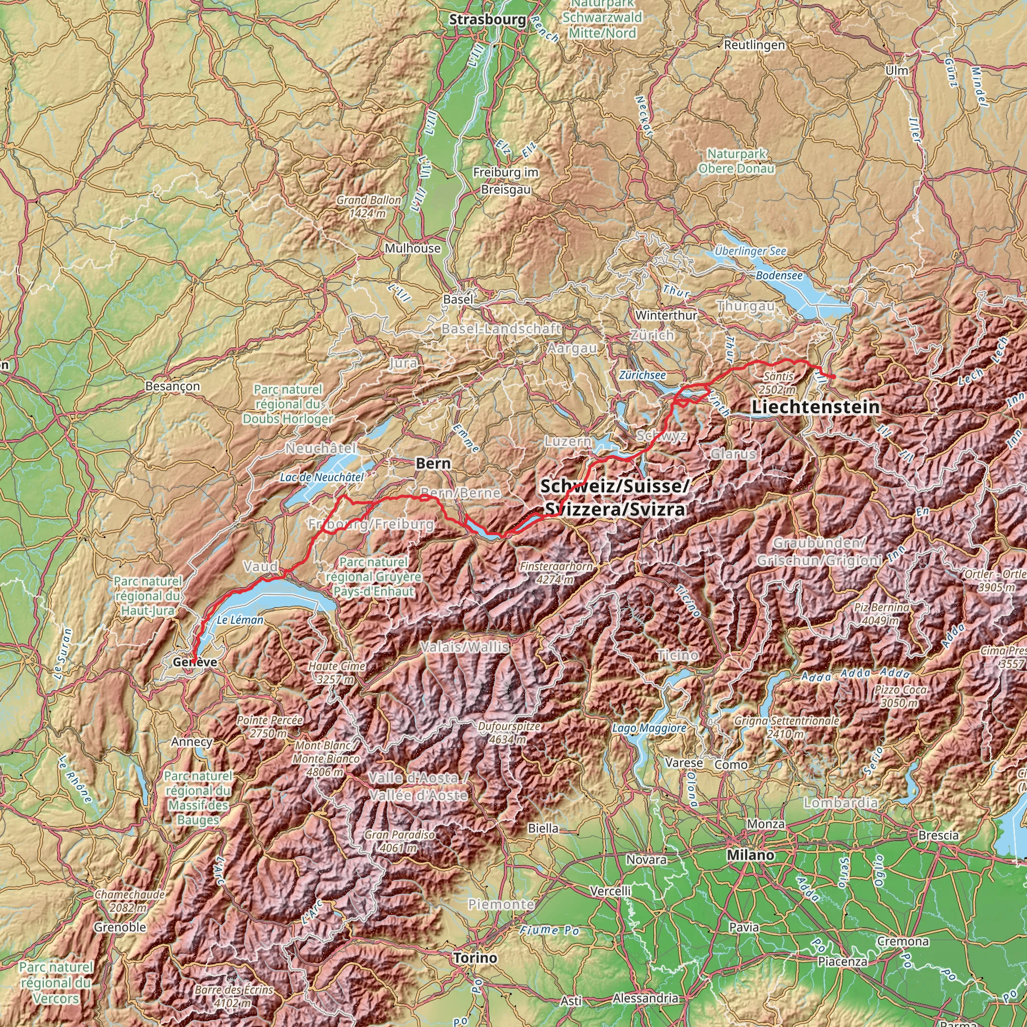 Camino Rankweil-Geneva mobile static map