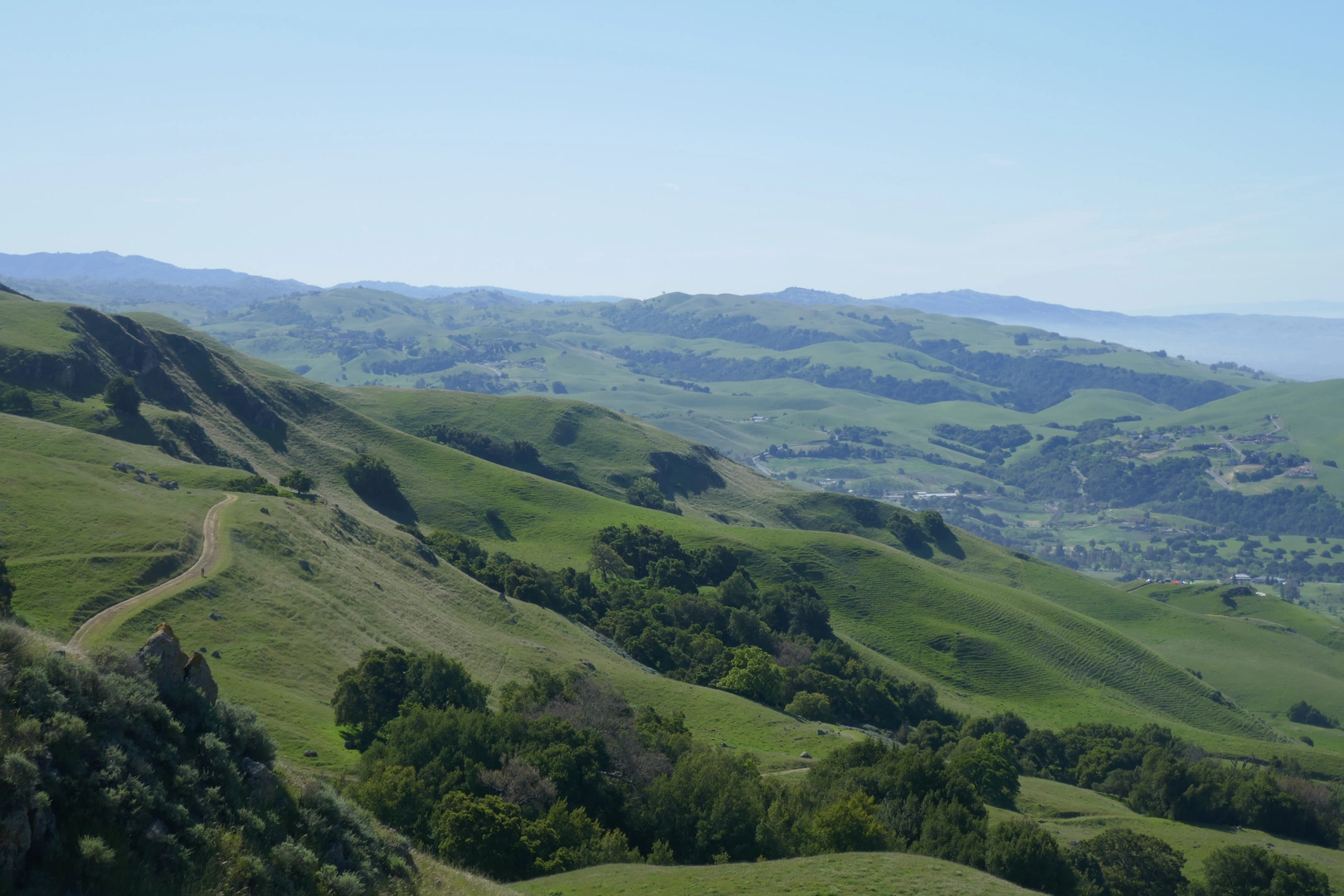 An image depicting the trail Monument Peak and Mission Peak Loop from Sandy Wool Lake and its surrounding area.