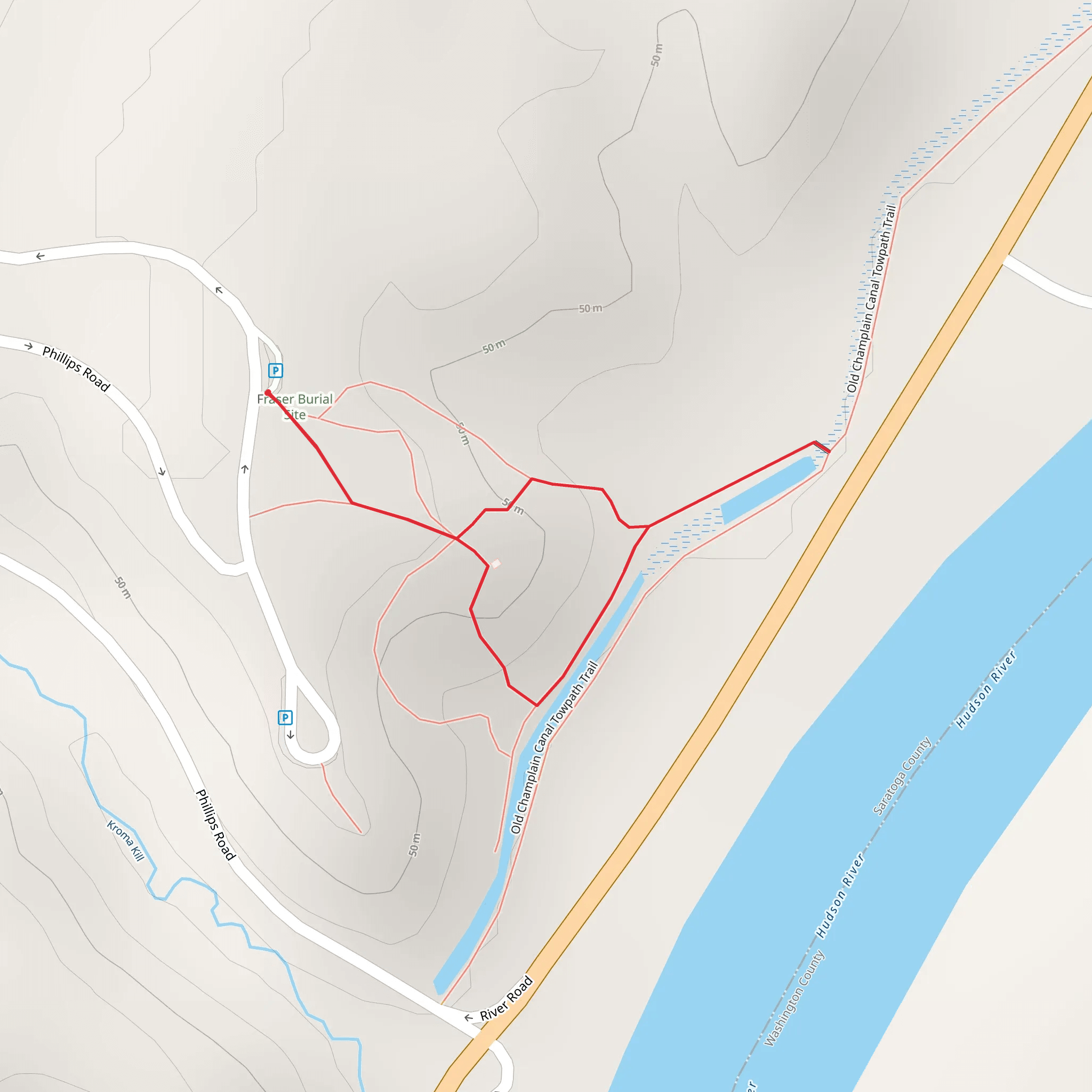 Old Champlain Canal from Saratoga National Battlefield Road mobile static map