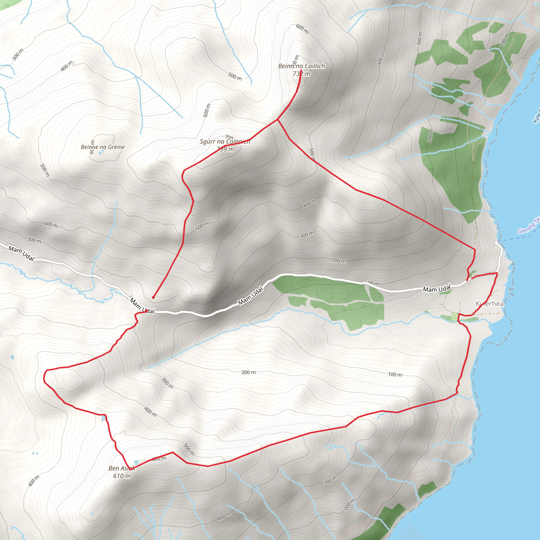 Kylerhea Glen Loop via Ben Asiak mobile static map