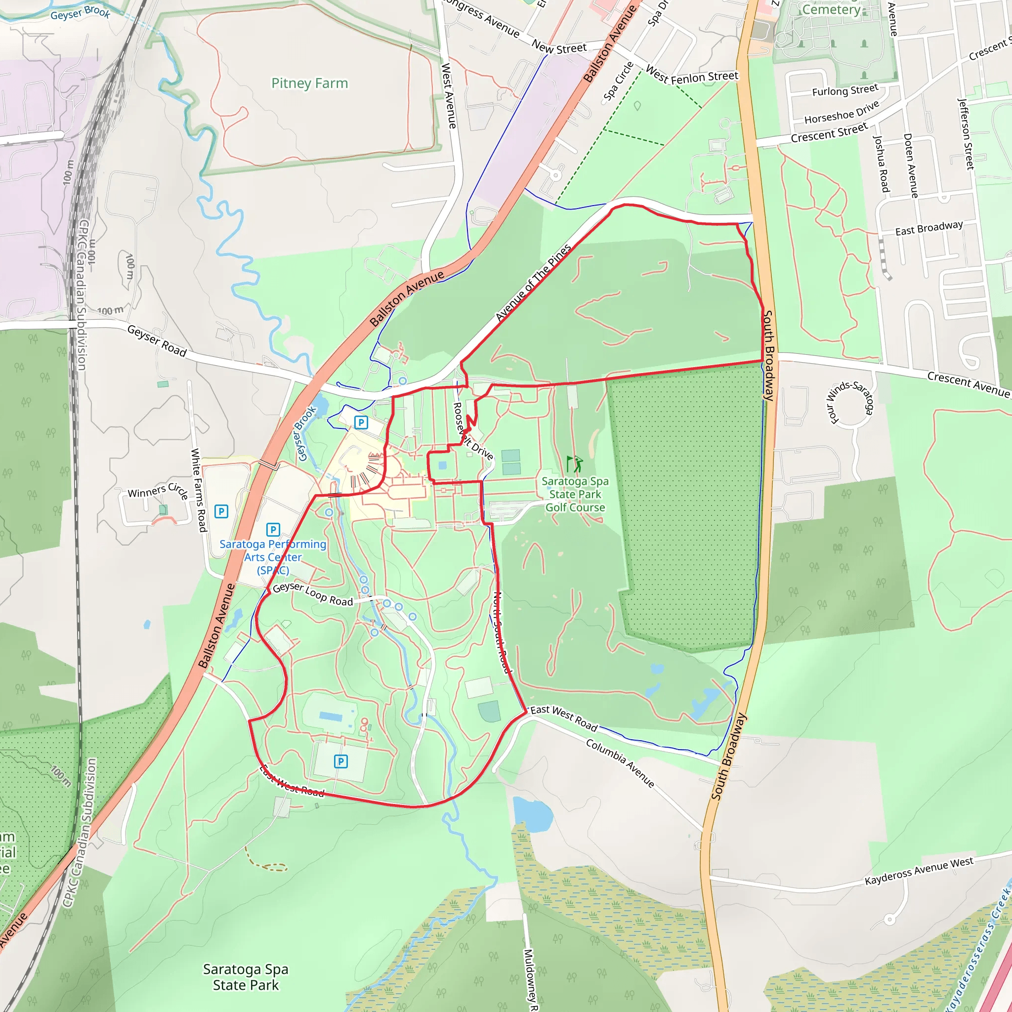 Saratoga Spa State Park Loop mobile static map