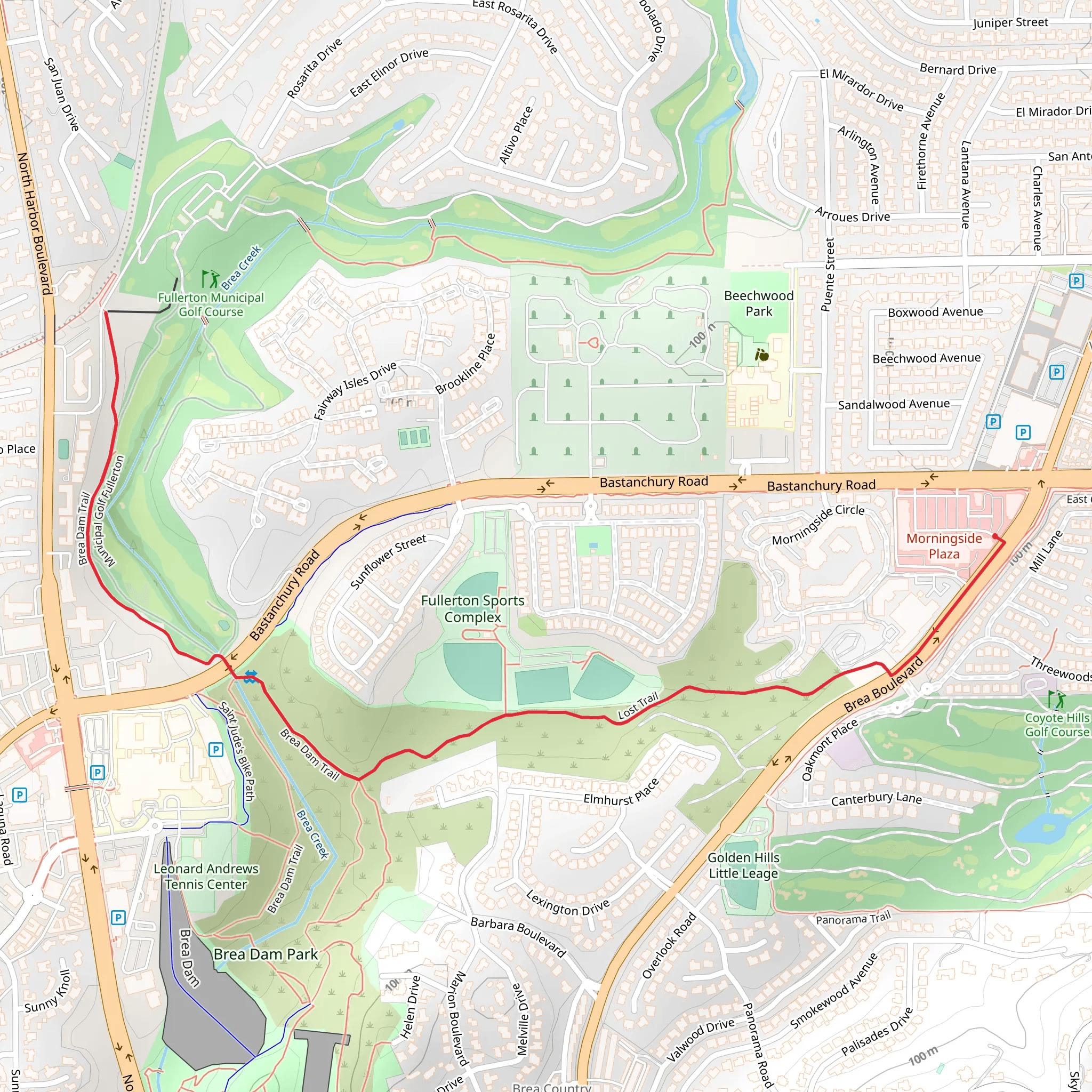Brea Dam Trail mobile static map