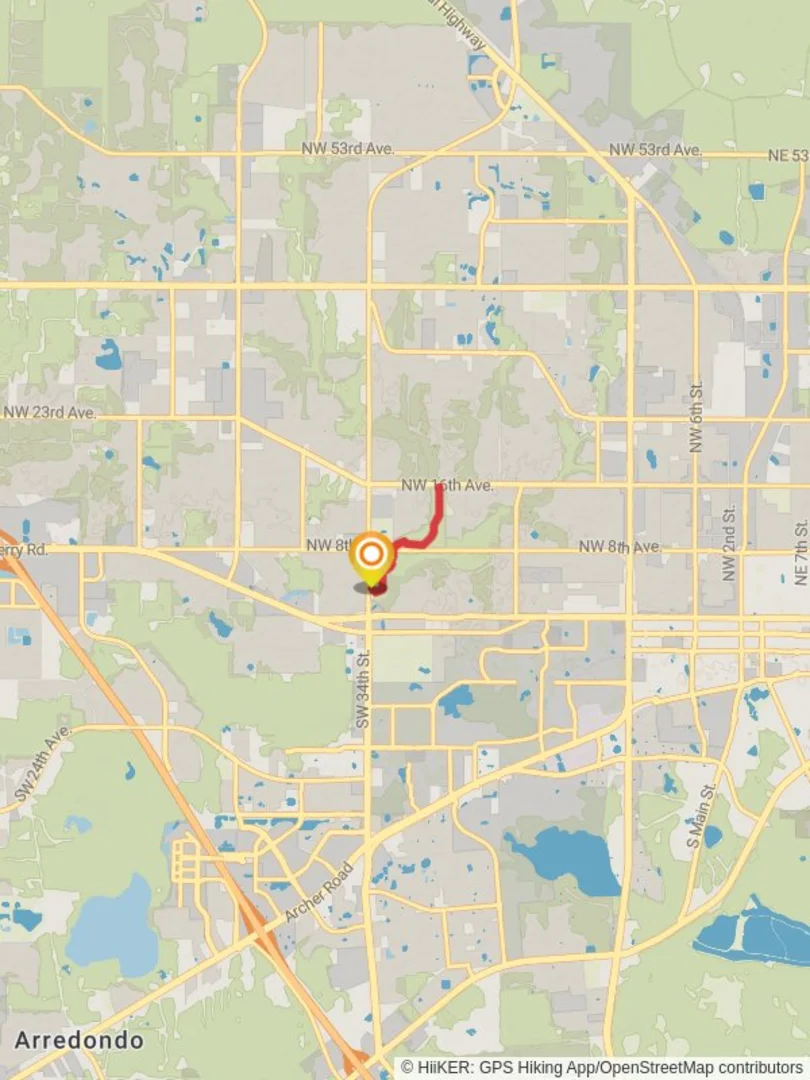 An image depicting the trail Loblolly Woods South and Hogtown Creek Greenway and its surrounding area.