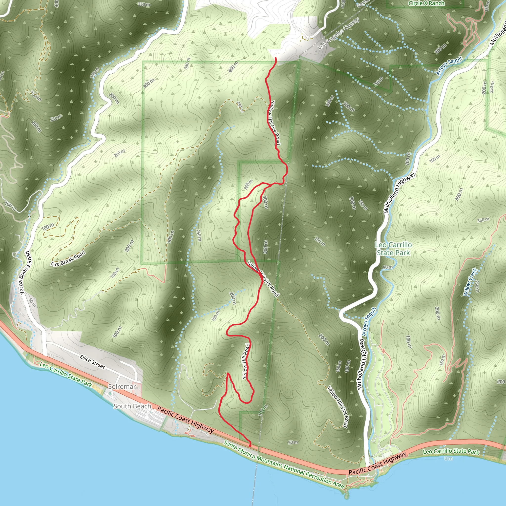 Yellow Hill Fire Road Trail mobile static map