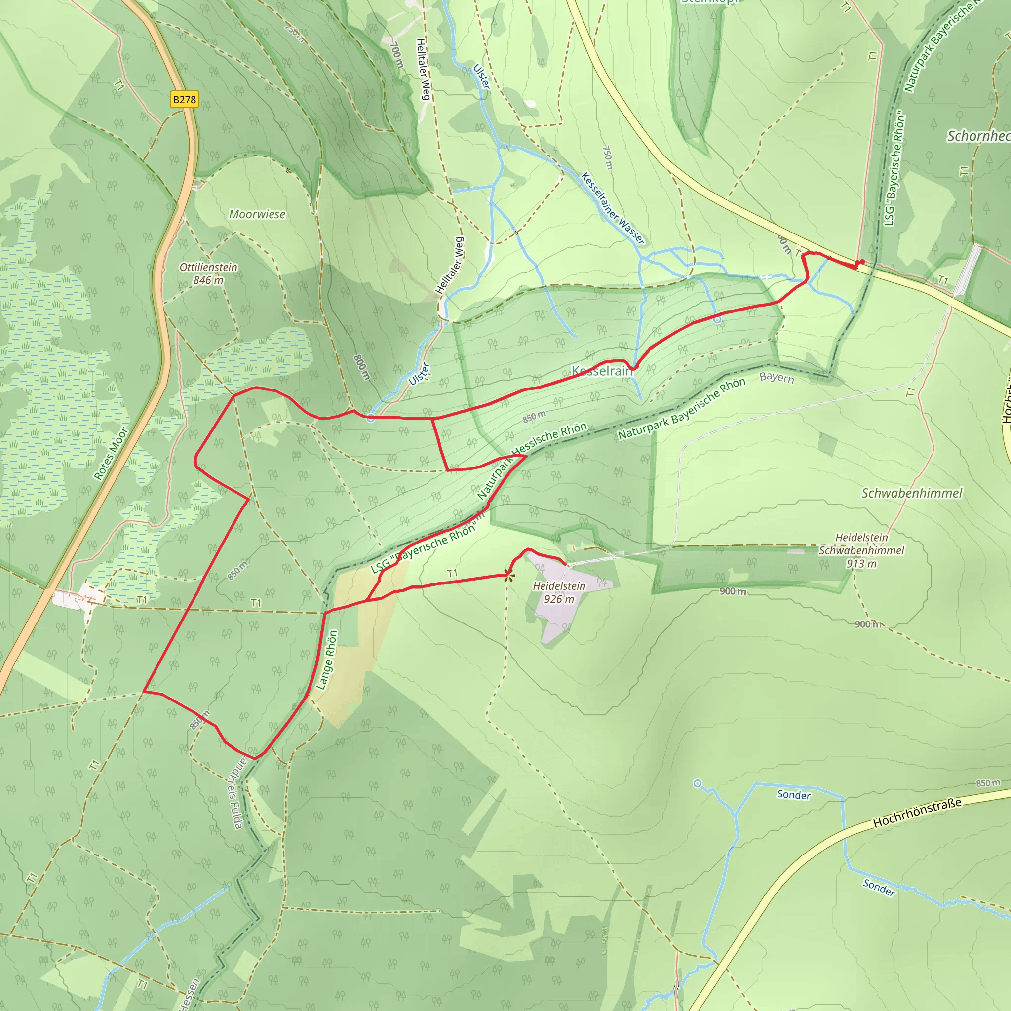 Heidelstein via Extratour Rotes Moor and Blaue Loipe mobile static map
