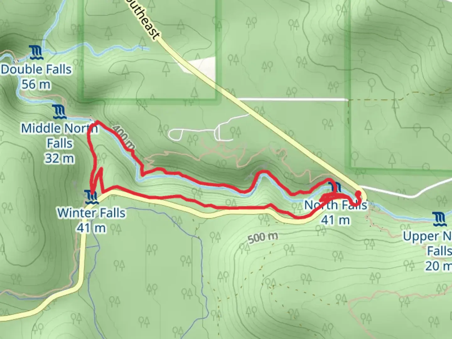 An image depicting the trail Canyon Trail and Rim Trail Loop and its surrounding area.