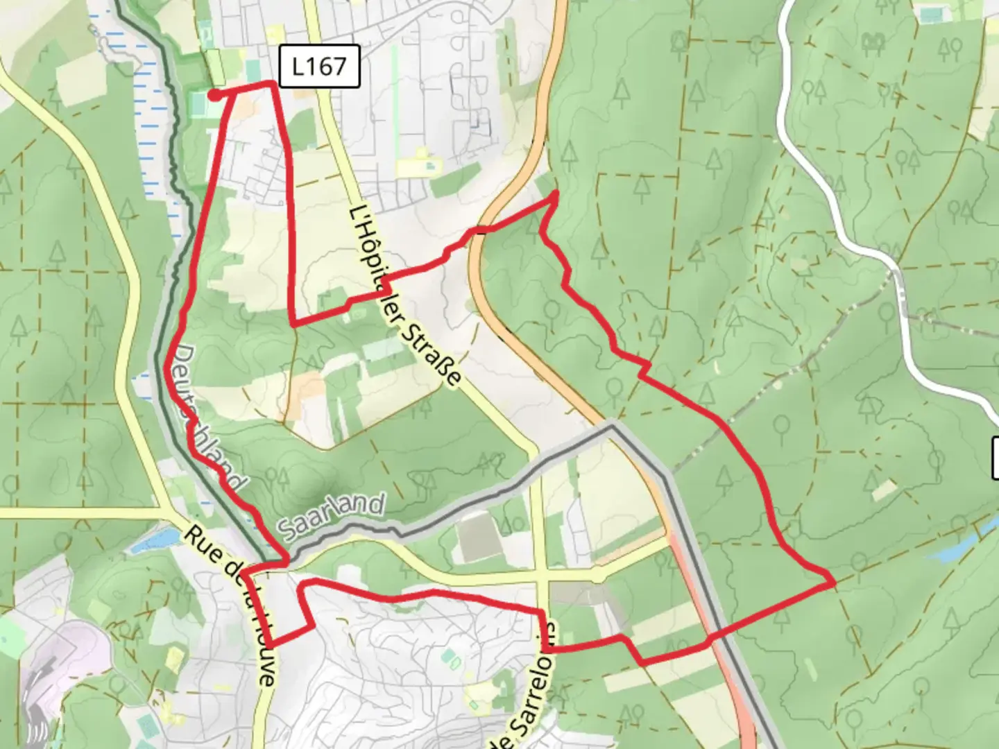 An image depicting the trail Circuit L'ancien Tramway and its surrounding area.