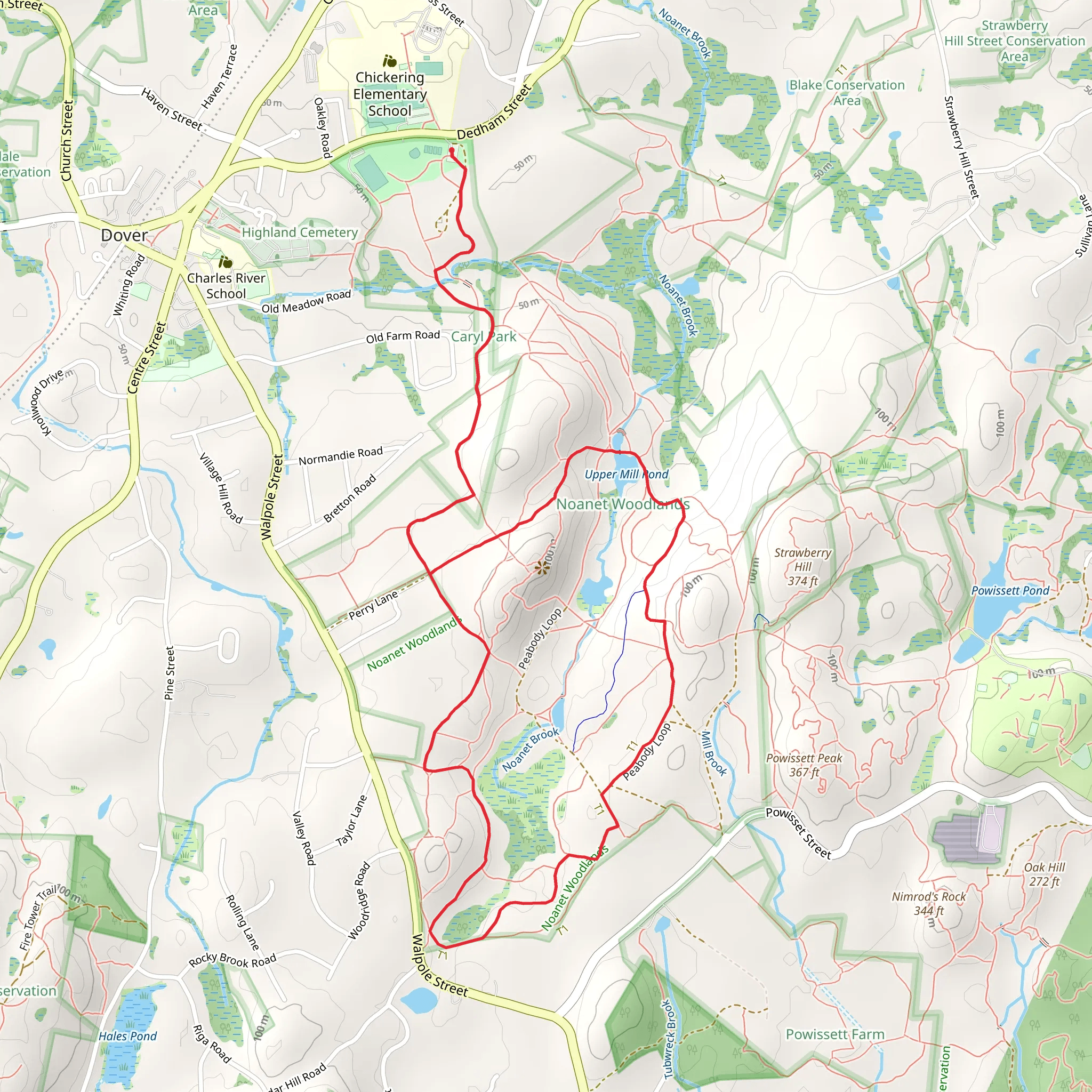 Noanet Peak and Upper Mill Pond Loop mobile static map