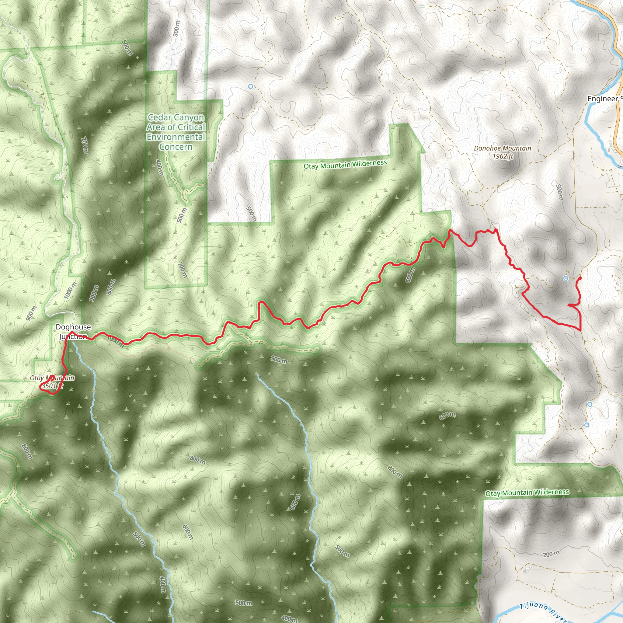 Otay Mountain via Marron Valley Road mobile static map