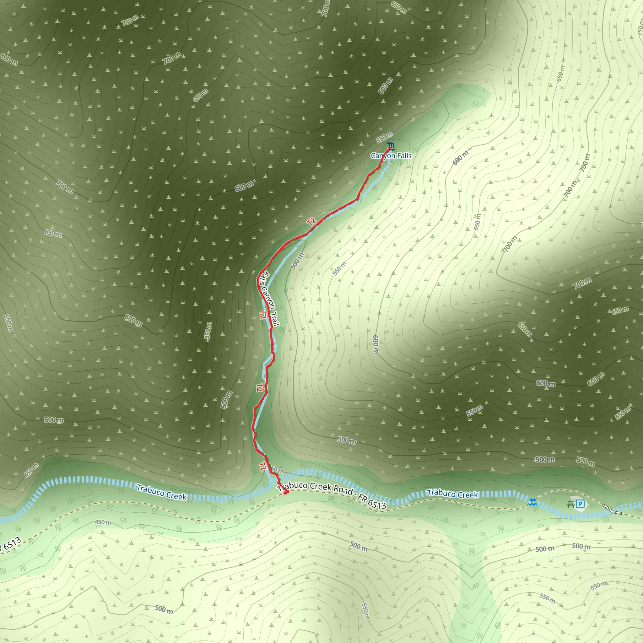 Falls Canyon Trail mobile static map