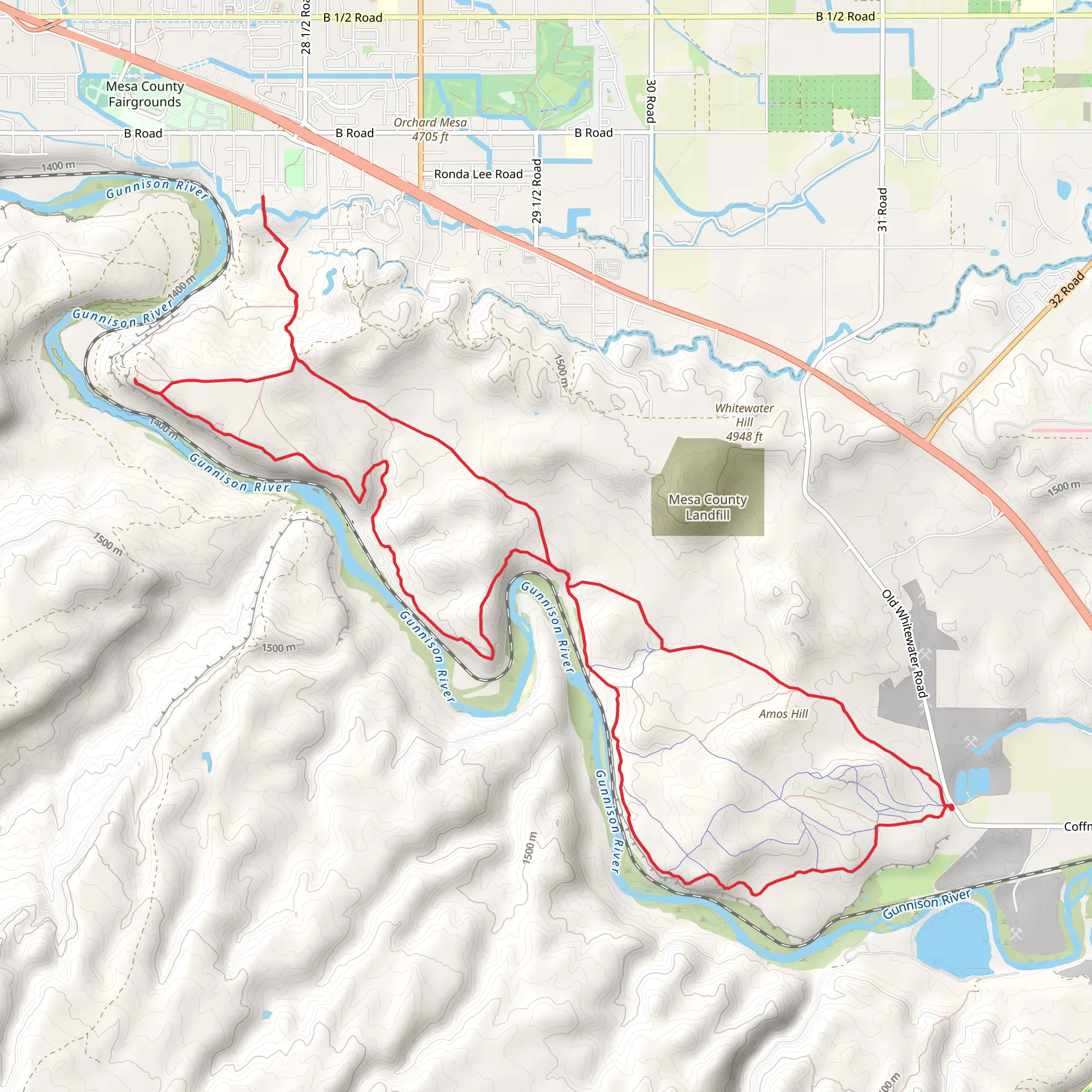 Gunnison RIver Bluffs Trail Loop mobile static map