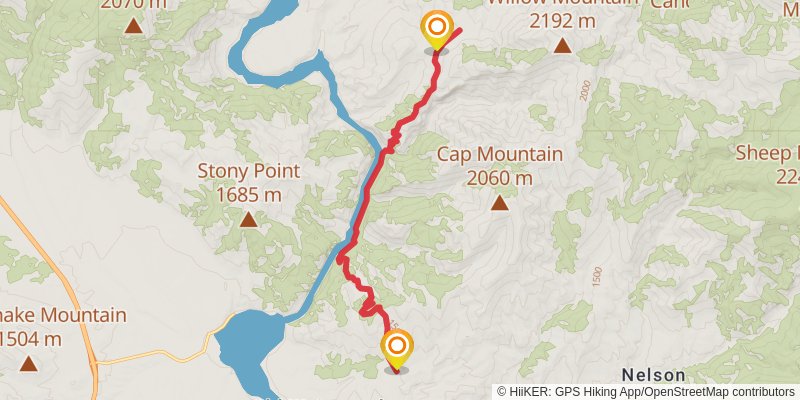 Mann Gulch Trail via Missouri River Canyon Trail stage 2 Map