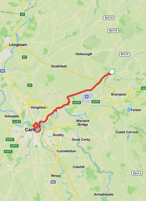 Hadrian’s Wall Day 7: Walton to Carlisle mobile static map