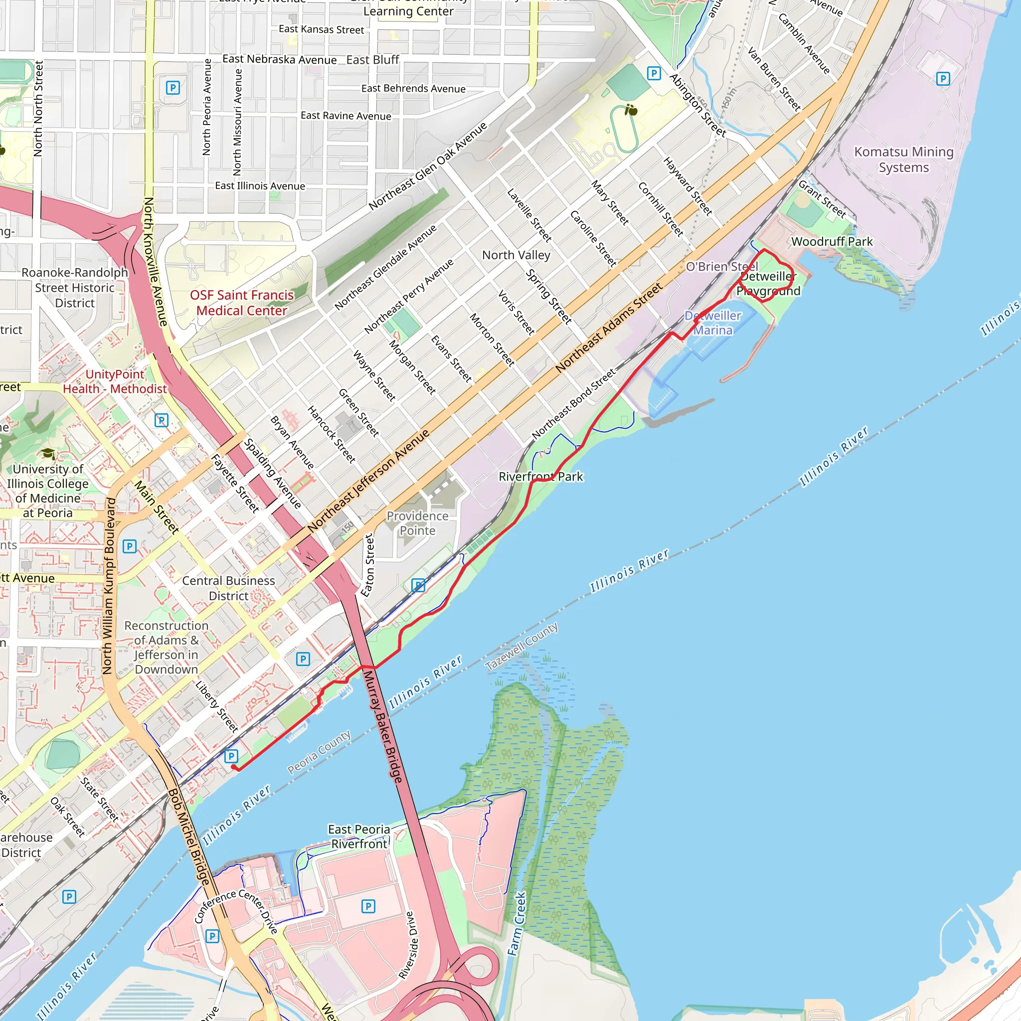 Rock Island Greenway, Eckwood Park and riverfront Park mobile static map