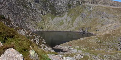 An image depicting the trail Foel Grach from Llyn Eigiau - Carneddau and its surrounding area.