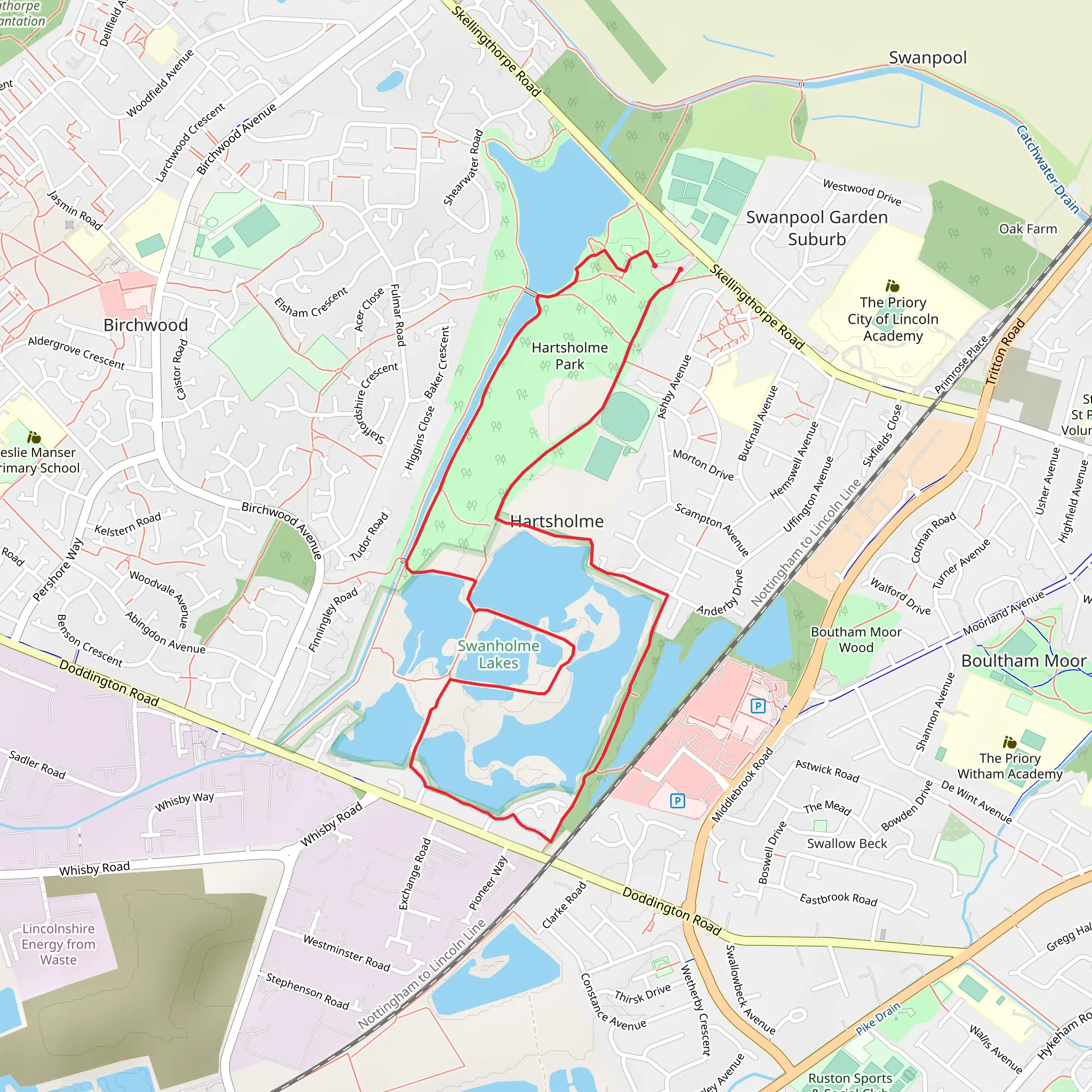 Hartsholme Country Park mobile static map