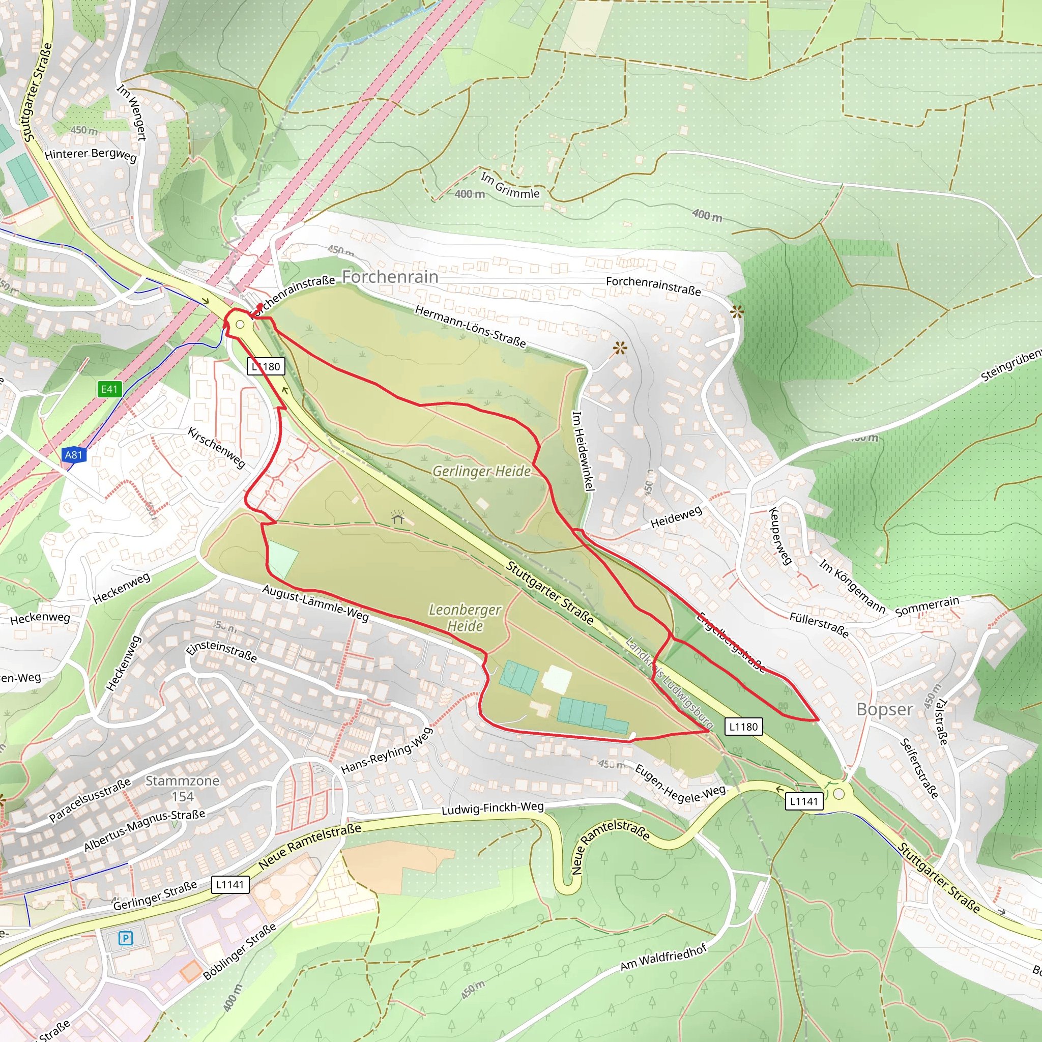 Gerlinger Heide Loop mobile static map