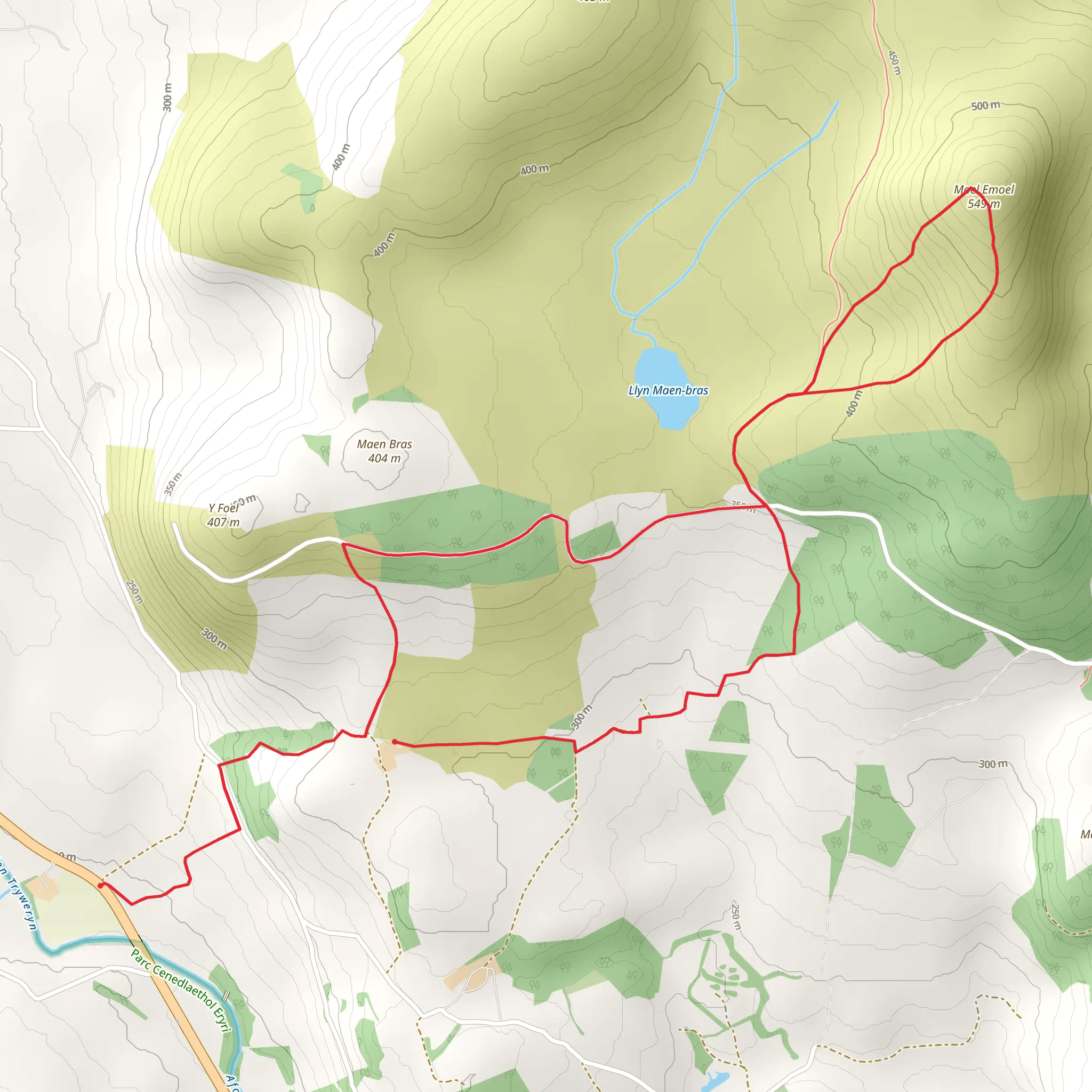 Moel Emoel near Bala mobile static map