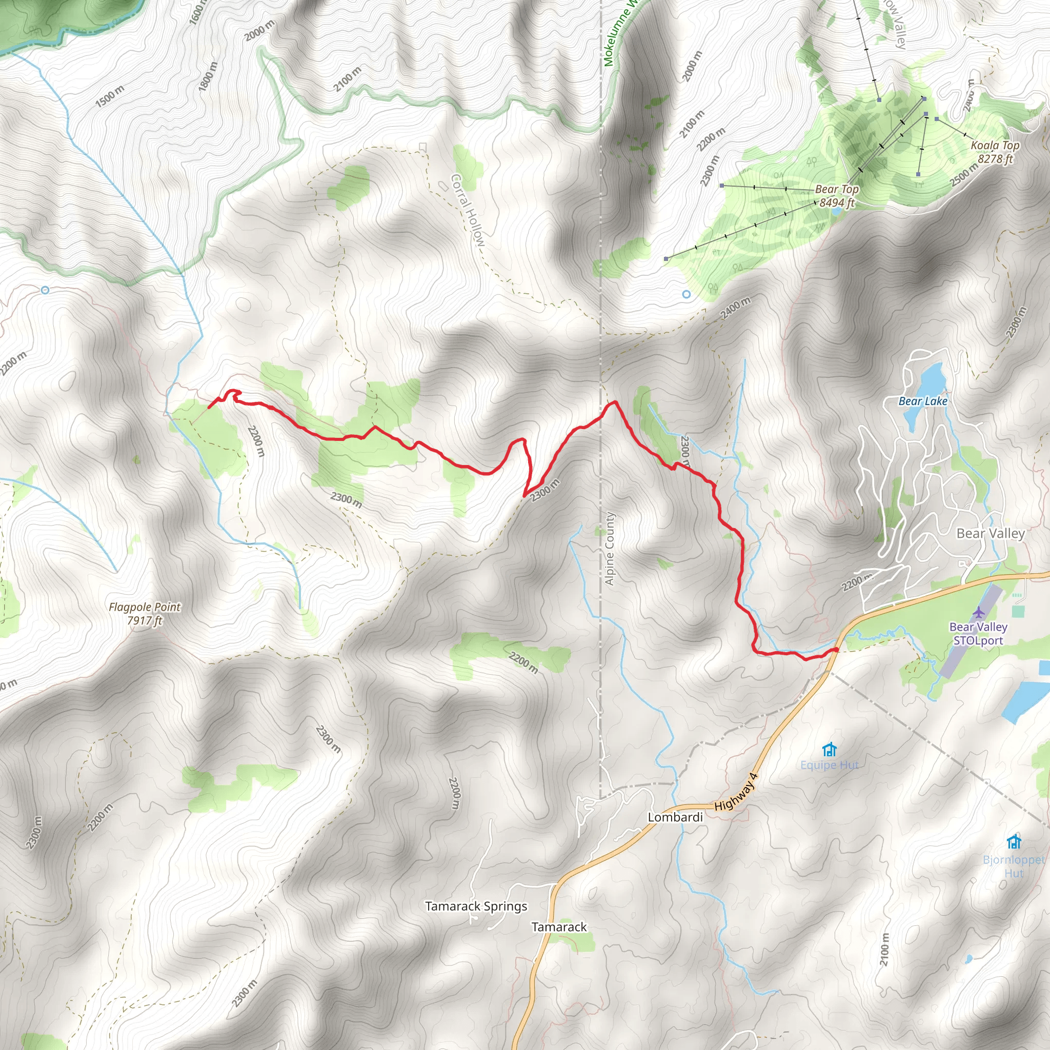 Jelmini Basin via Mokelumne Coast to Crest Trail mobile static map