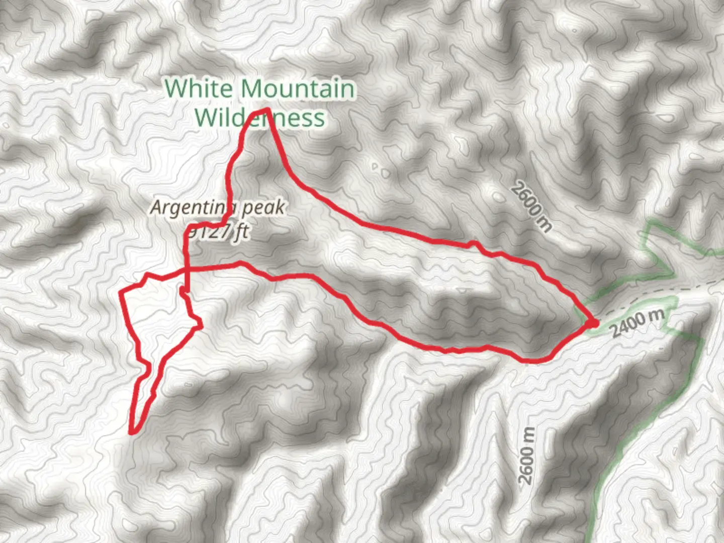An image depicting the trail Argentina Peak, Phantom and Little Bonito Loop Trail and its surrounding area.