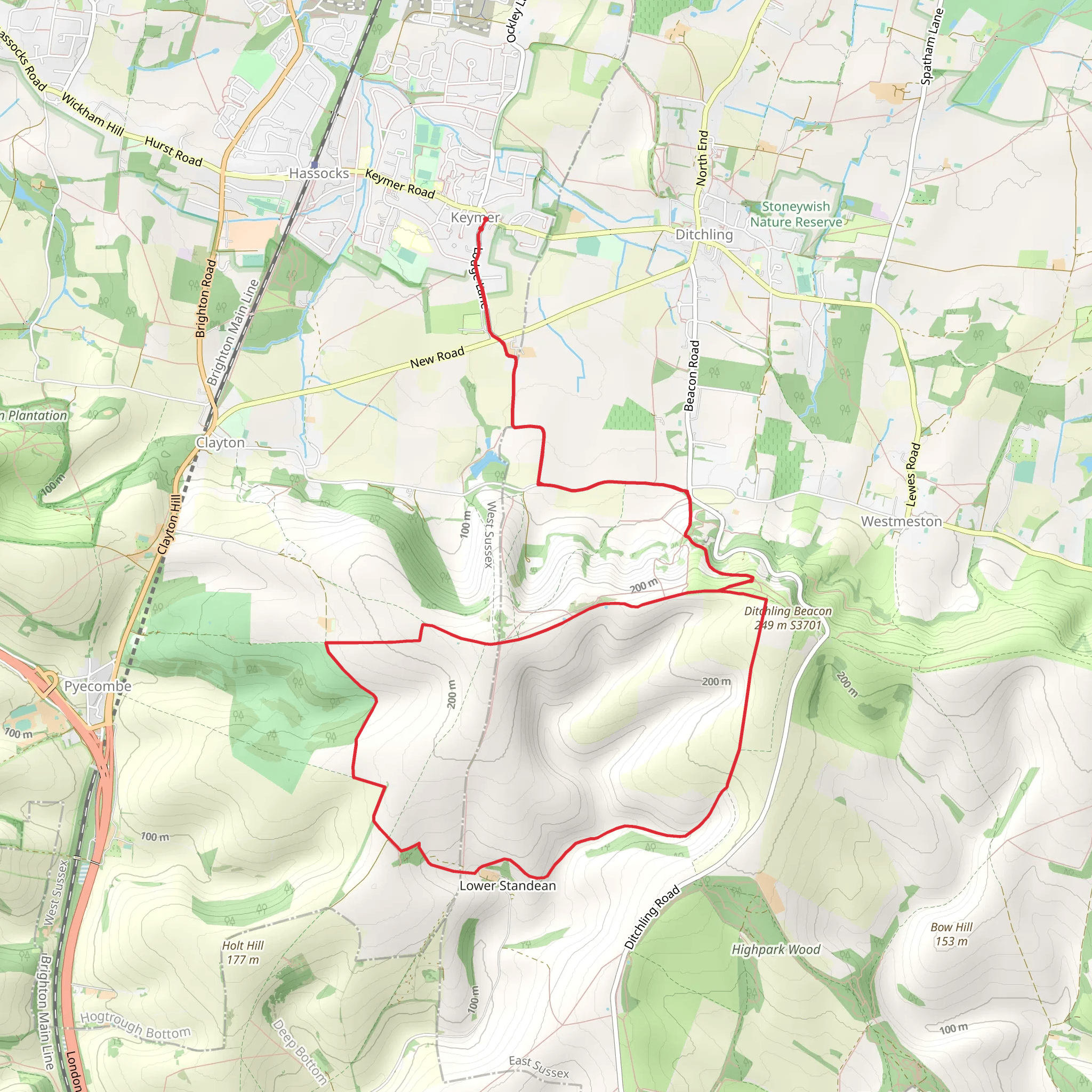 Keymer to Lower Standean Loop mobile static map