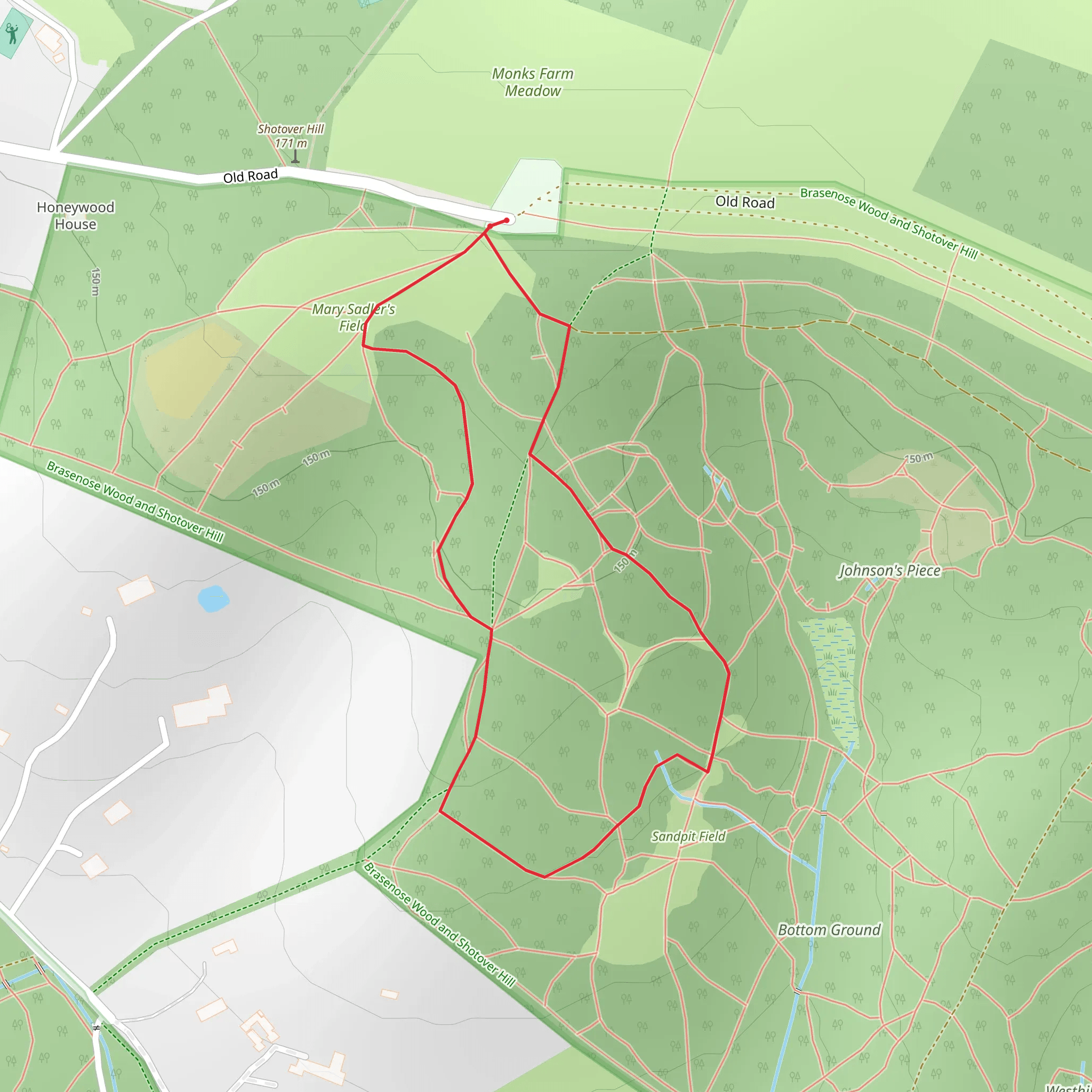 Sandpit Walk - Shotover Country Park mobile static map
