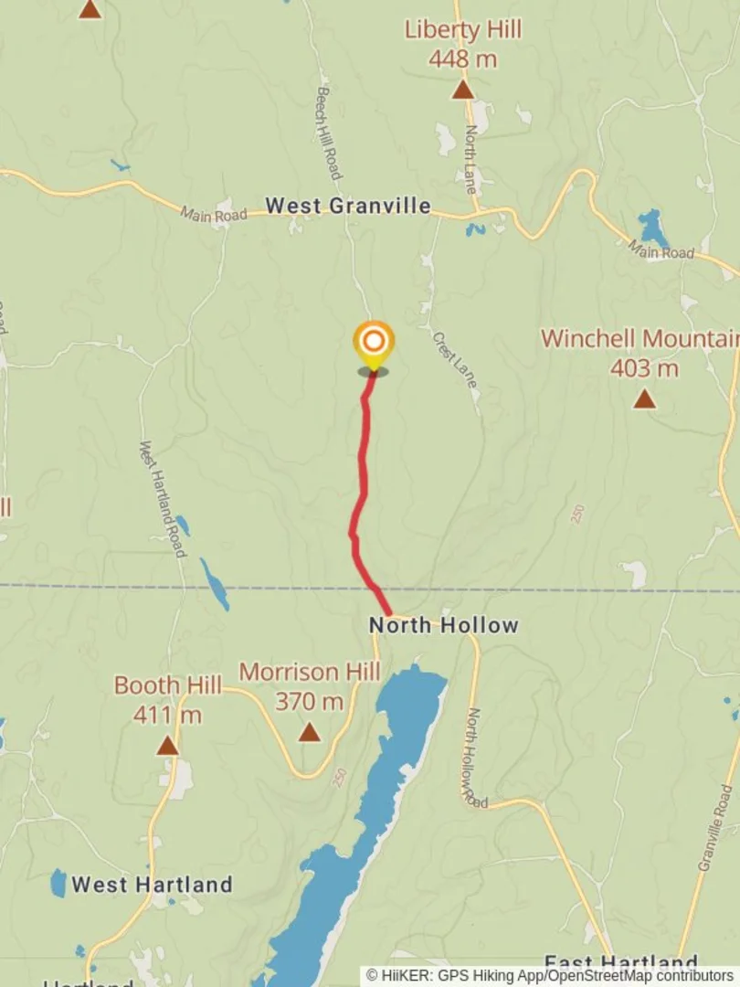 An image depicting the trail Pond Brook from Hartland Hollow Road and its surrounding area.