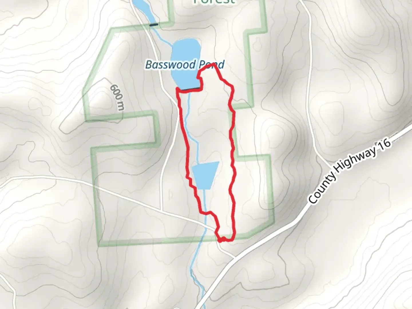 An image depicting the trail Basswood Road Pond Trail and its surrounding area.