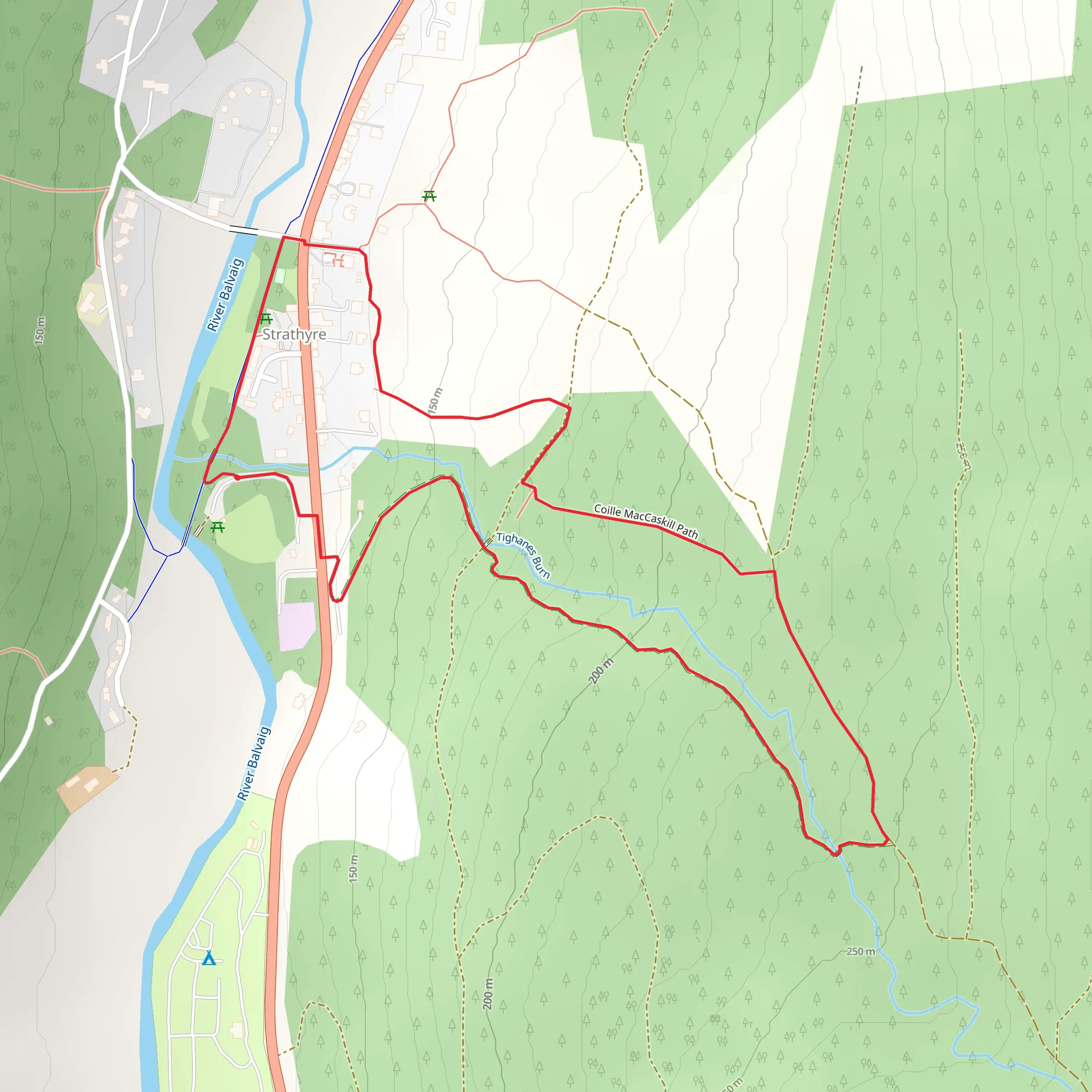 Tighanes Burn Loop - Strathyre mobile static map