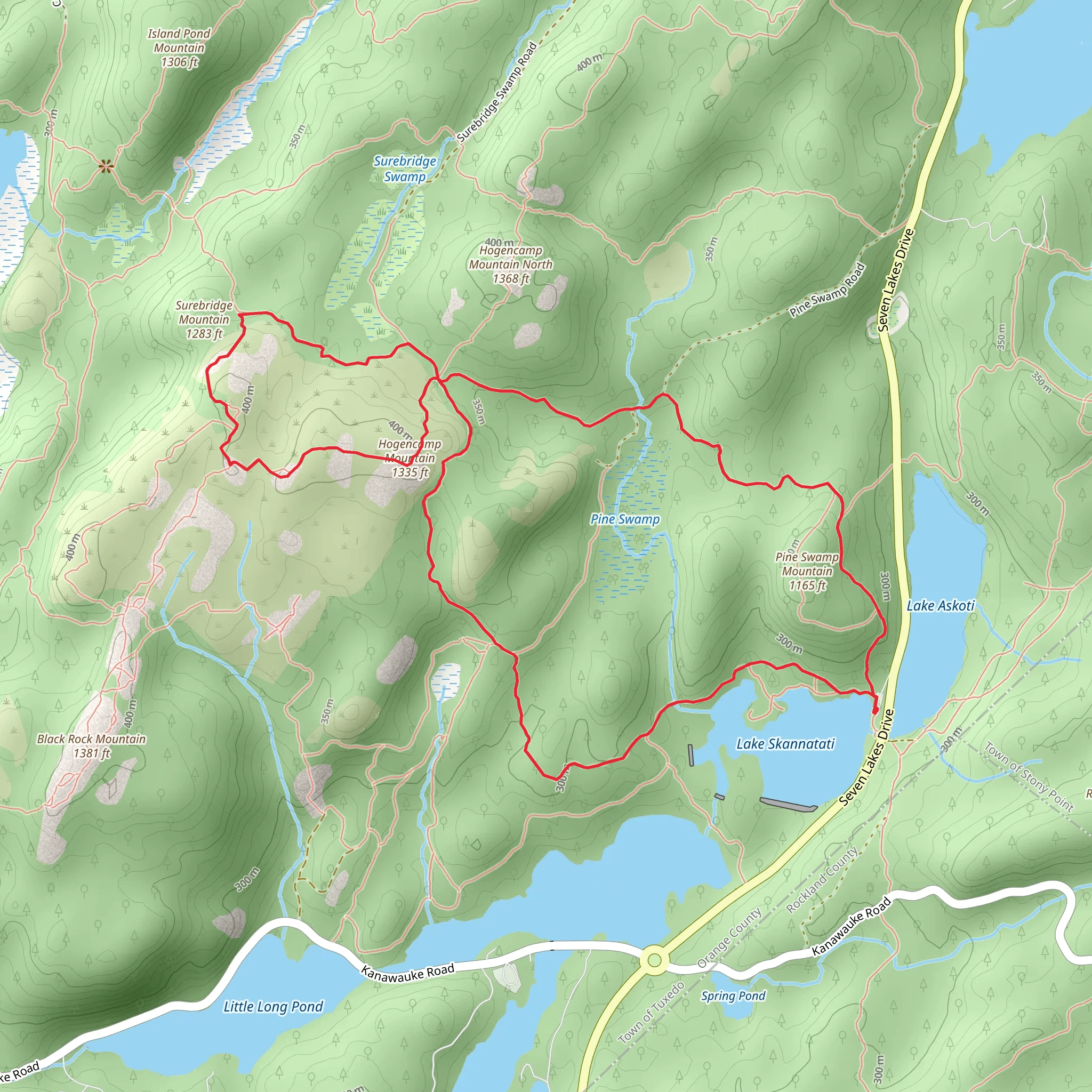 Hogencamp Mountain from Skannatati Lake mobile static map