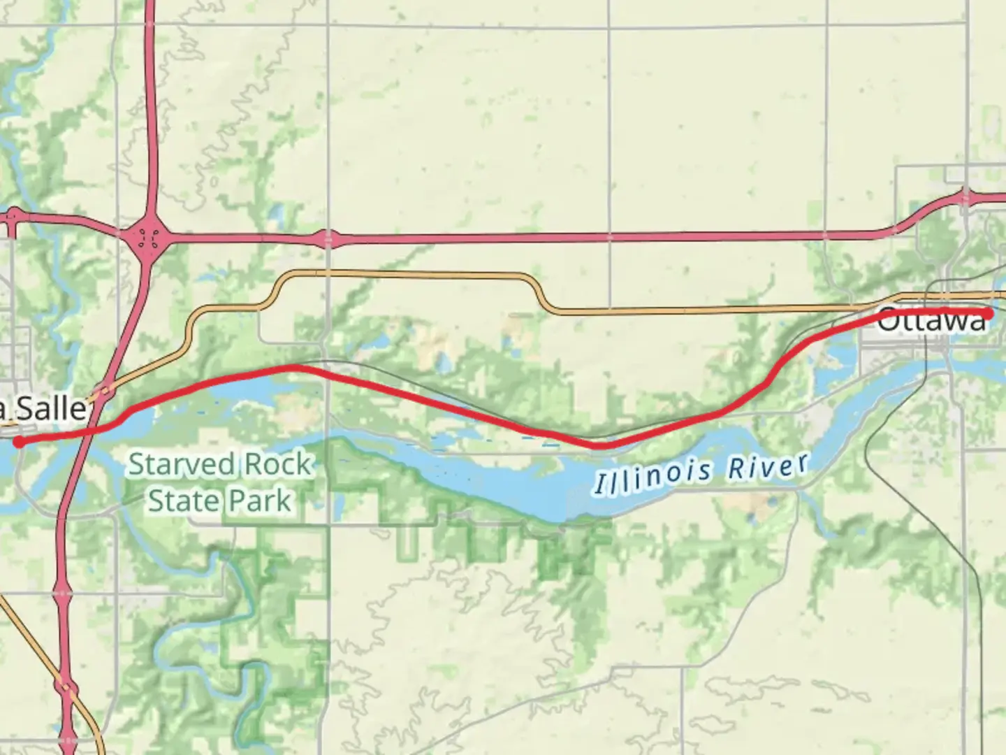 An image depicting the trail American Discovery Trail - La Salle and its surrounding area.