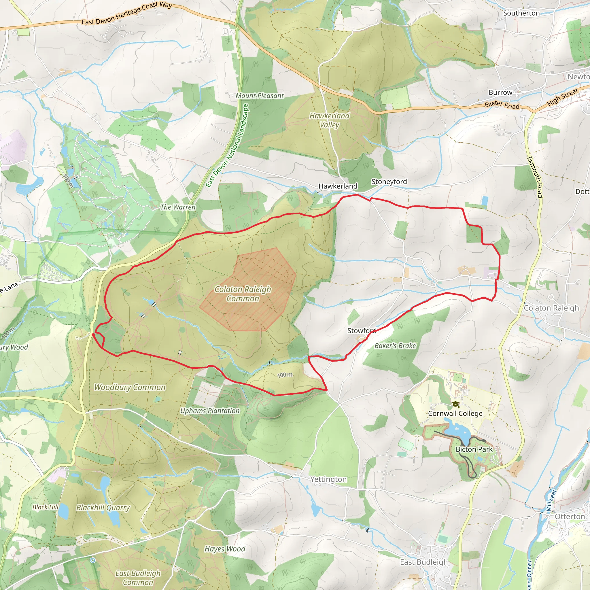 Colaton Raleigh Common Loop mobile static map