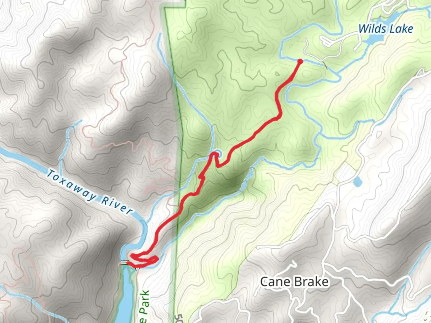 An image depicting the trail Canebrake Trail and its surrounding area.
