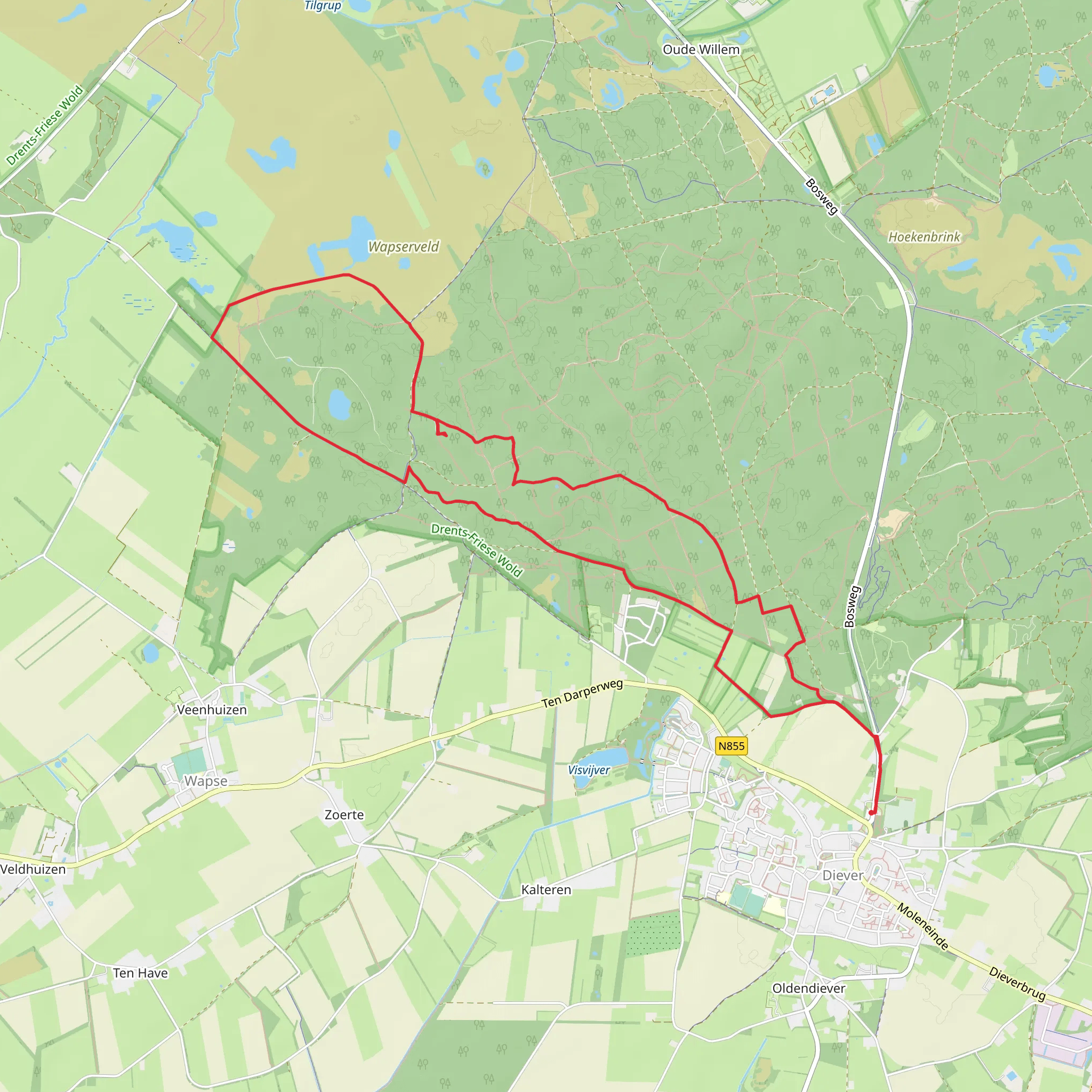 Heidestukken, De Wingwam and Wapserzand Loop mobile static map