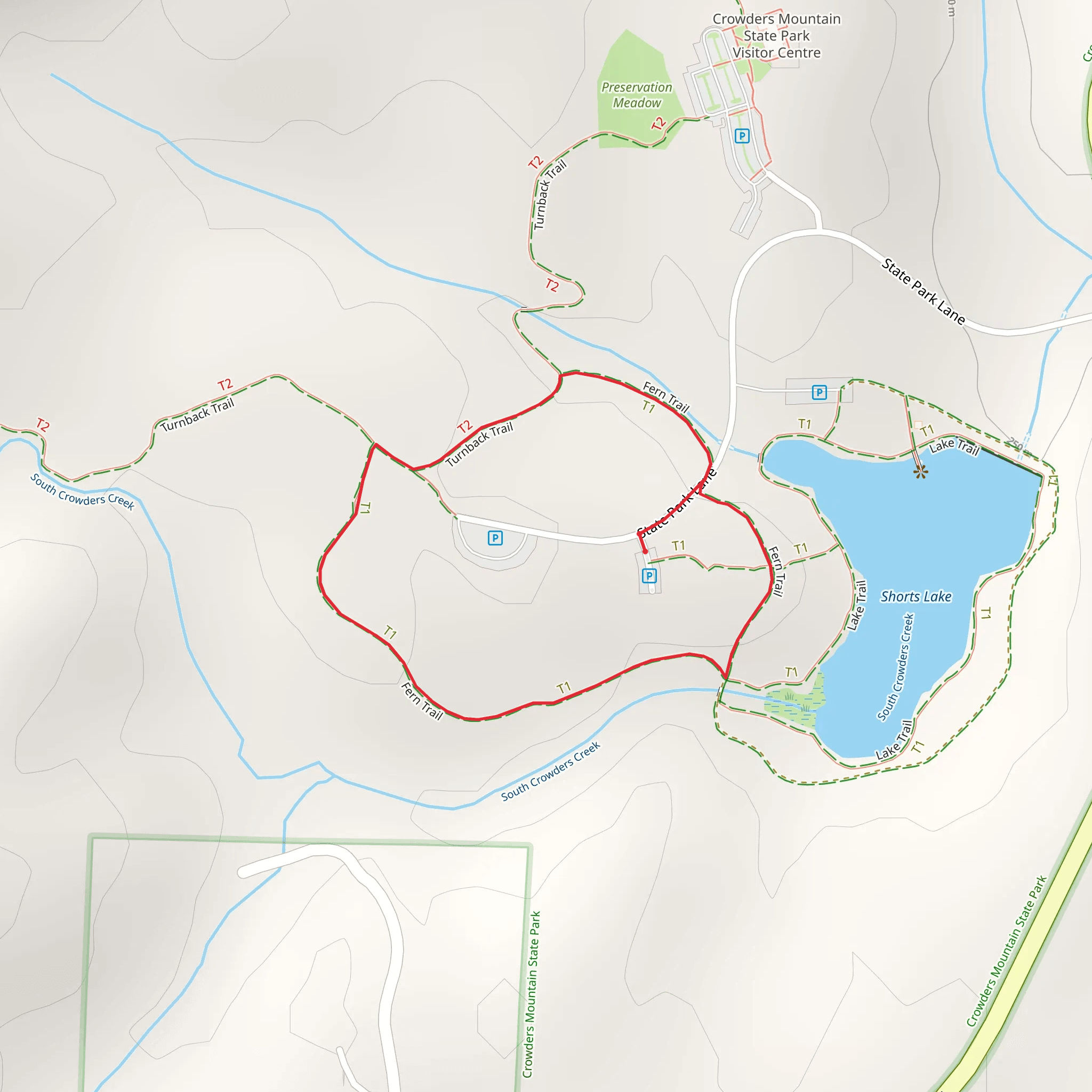 Turnback Trail and Fern Loop Trail mobile static map