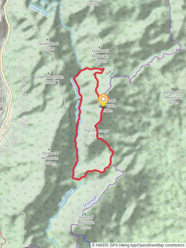 The Chimneys via Linville Gorge Trail and Little Table Rock Trail