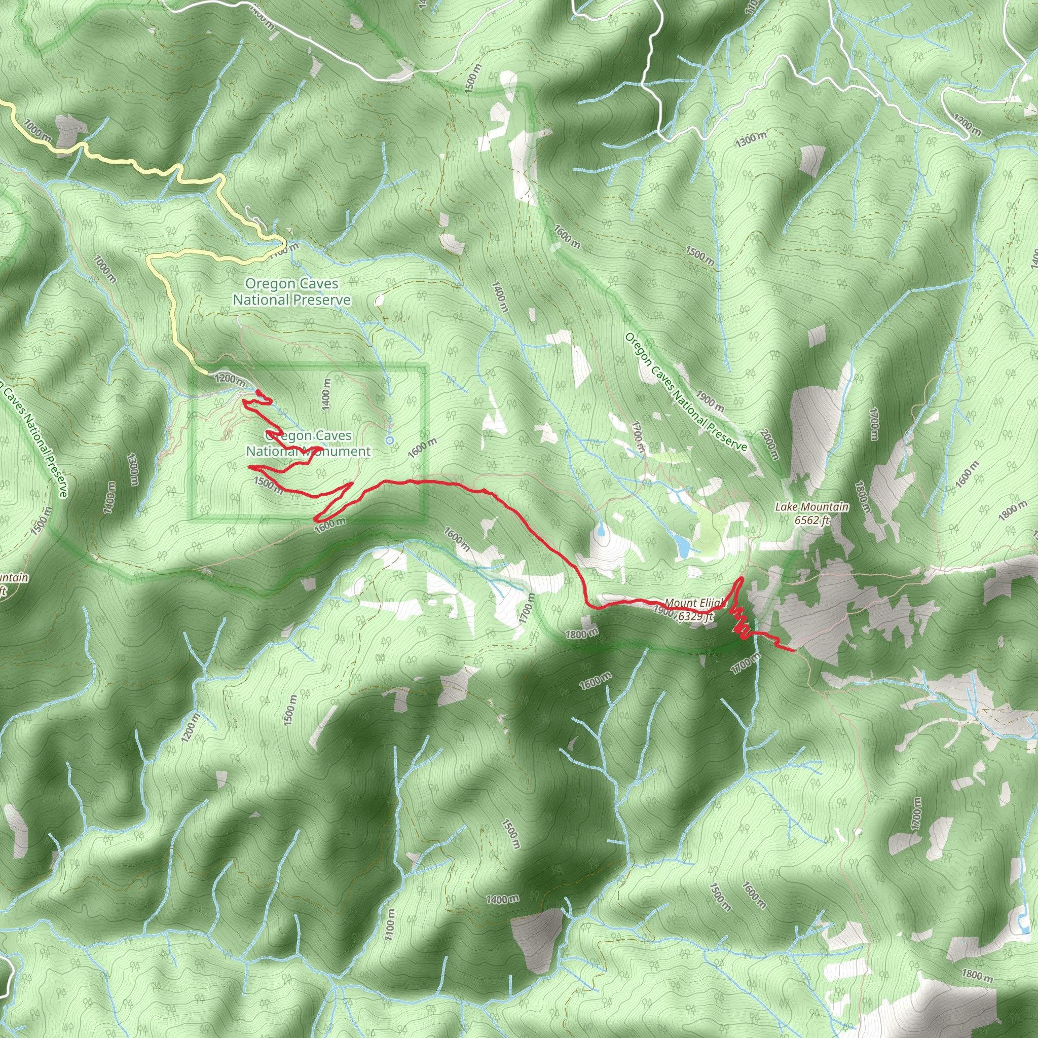 Lake Mountain via Big Tree Trail mobile static map