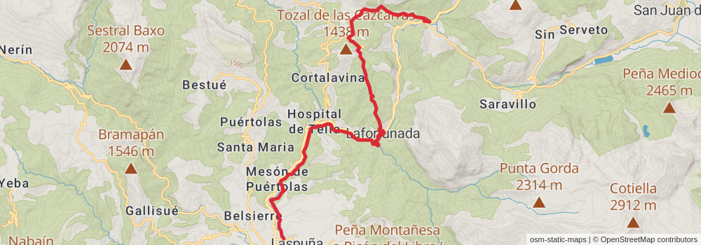 GR 19 - Sobrarbe Trail stage 3 Map