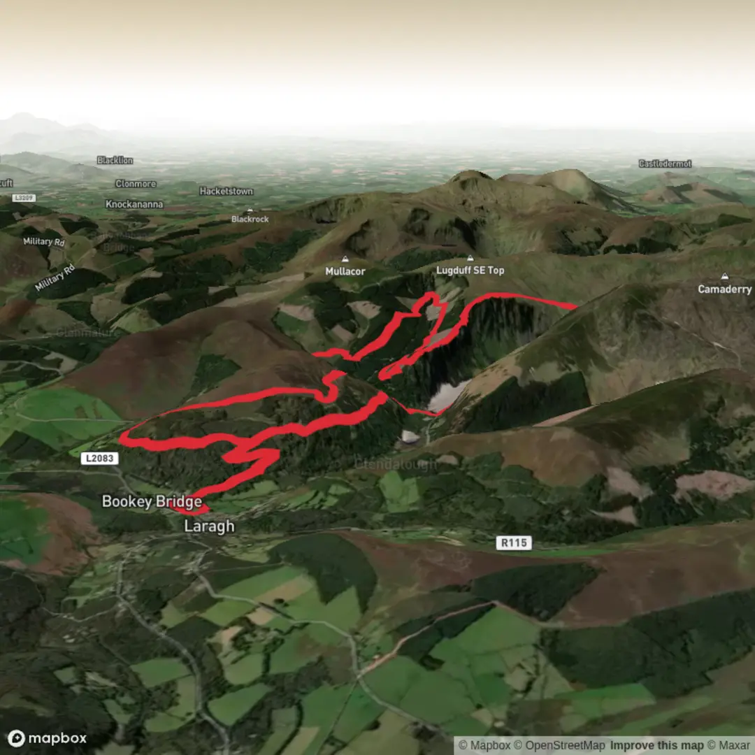 An image depicting the trail Run the Ridge 30k Route and its surrounding area.