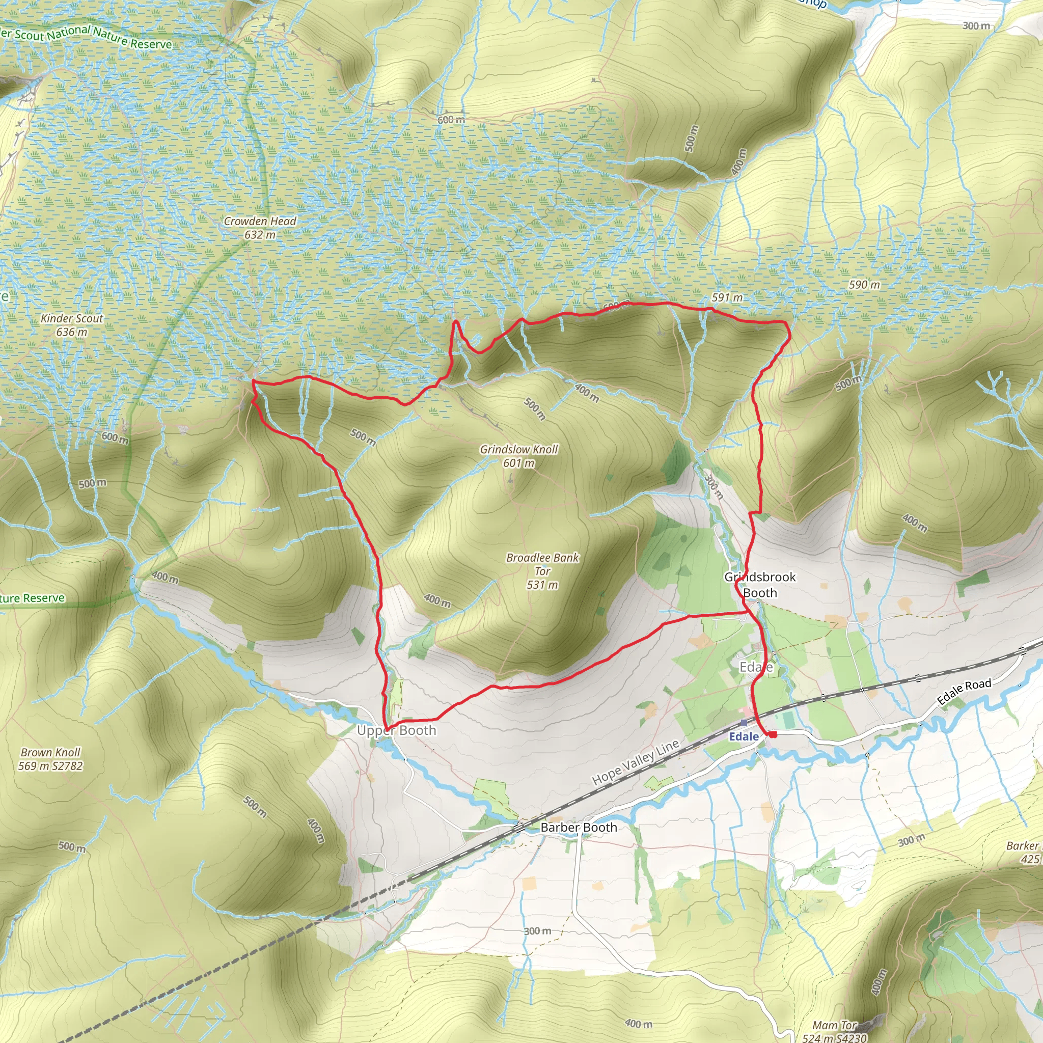 Nether Tor and Upper Tor Loop from Edale mobile static map