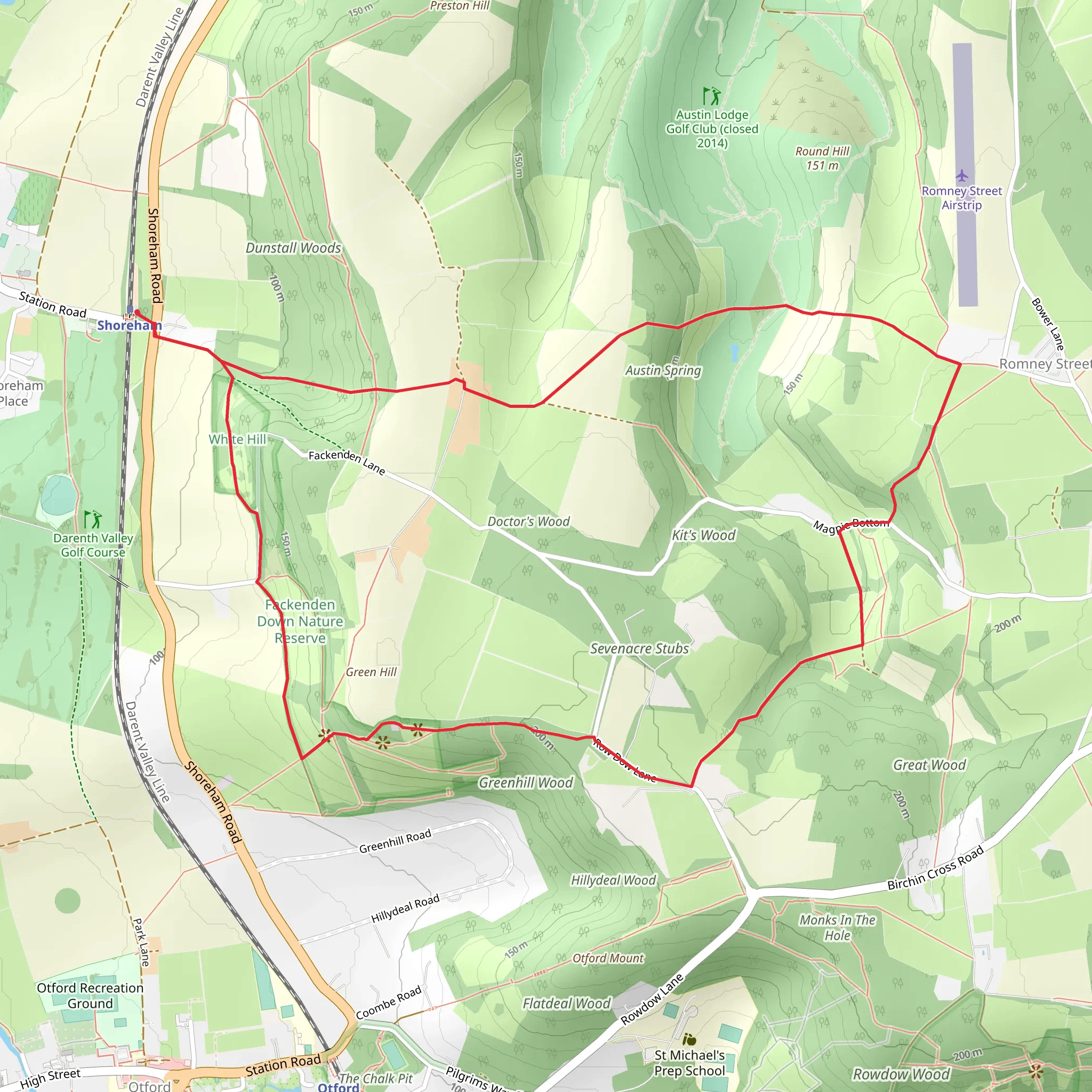 Fackenden Down Nature Reserve and White Hill Loop mobile static map