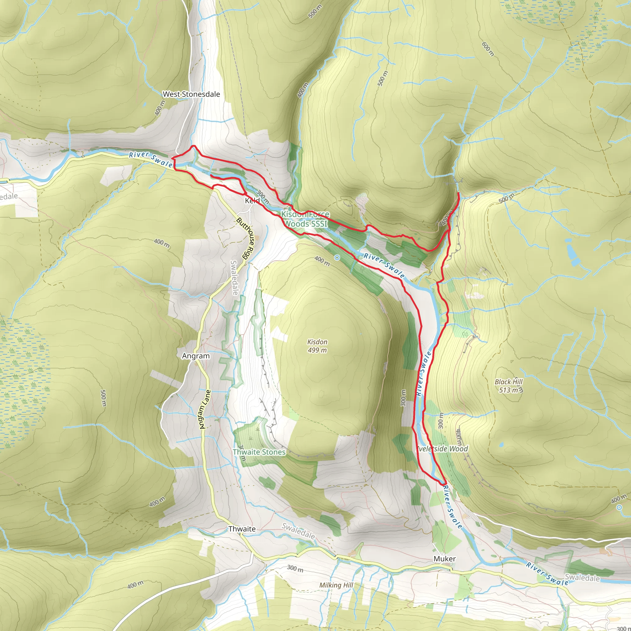 Hoggarth's Leap, Ruskin Wood and East Gill Force Loop mobile static map